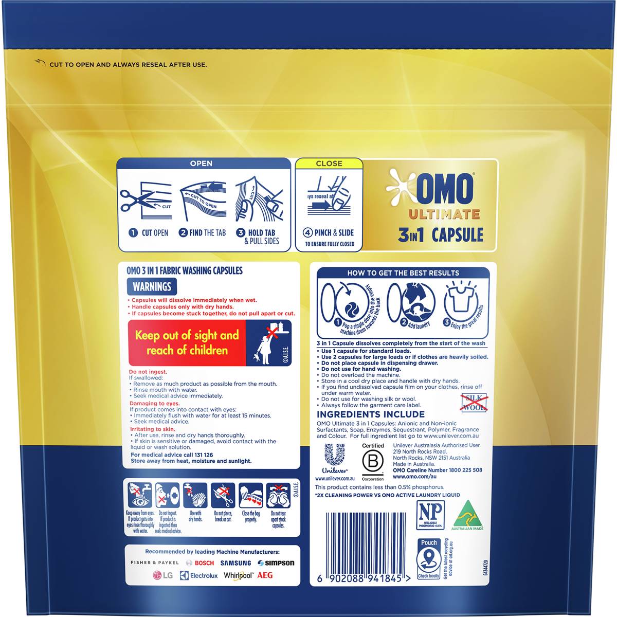 Omo Ultimate Laundry Capsules 3 In 1 28 Pack Woolworths