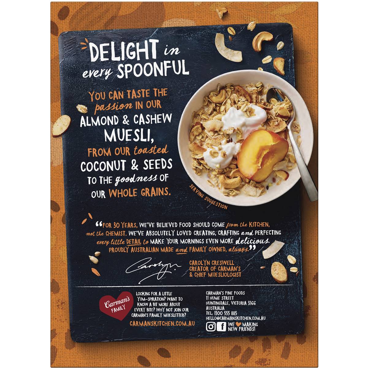 Carman's Low Sugar Toasted Almond & Cashew Muesli 500g Woolworths