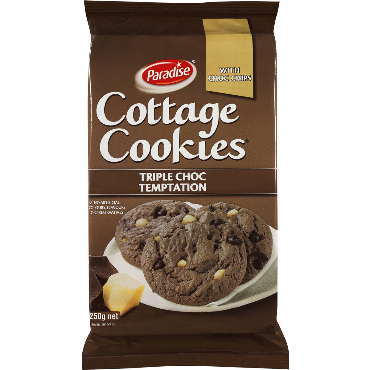 Paradise Cottage Cookies Triple Chocolate 250g Woolworths