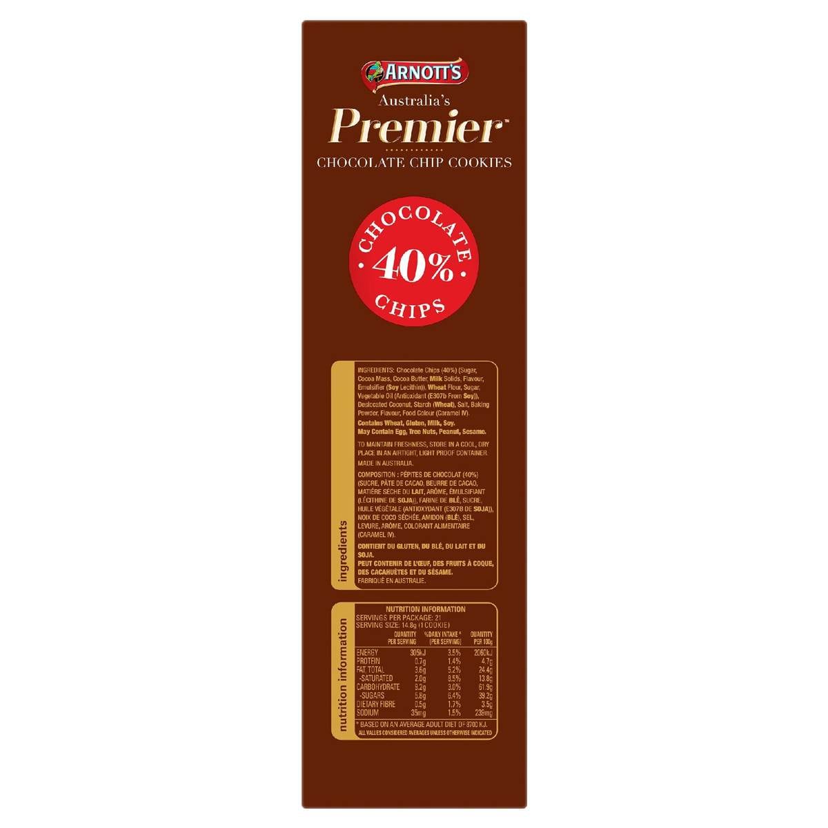 Arnott's Premier Chocolate Chip Cookies 310g