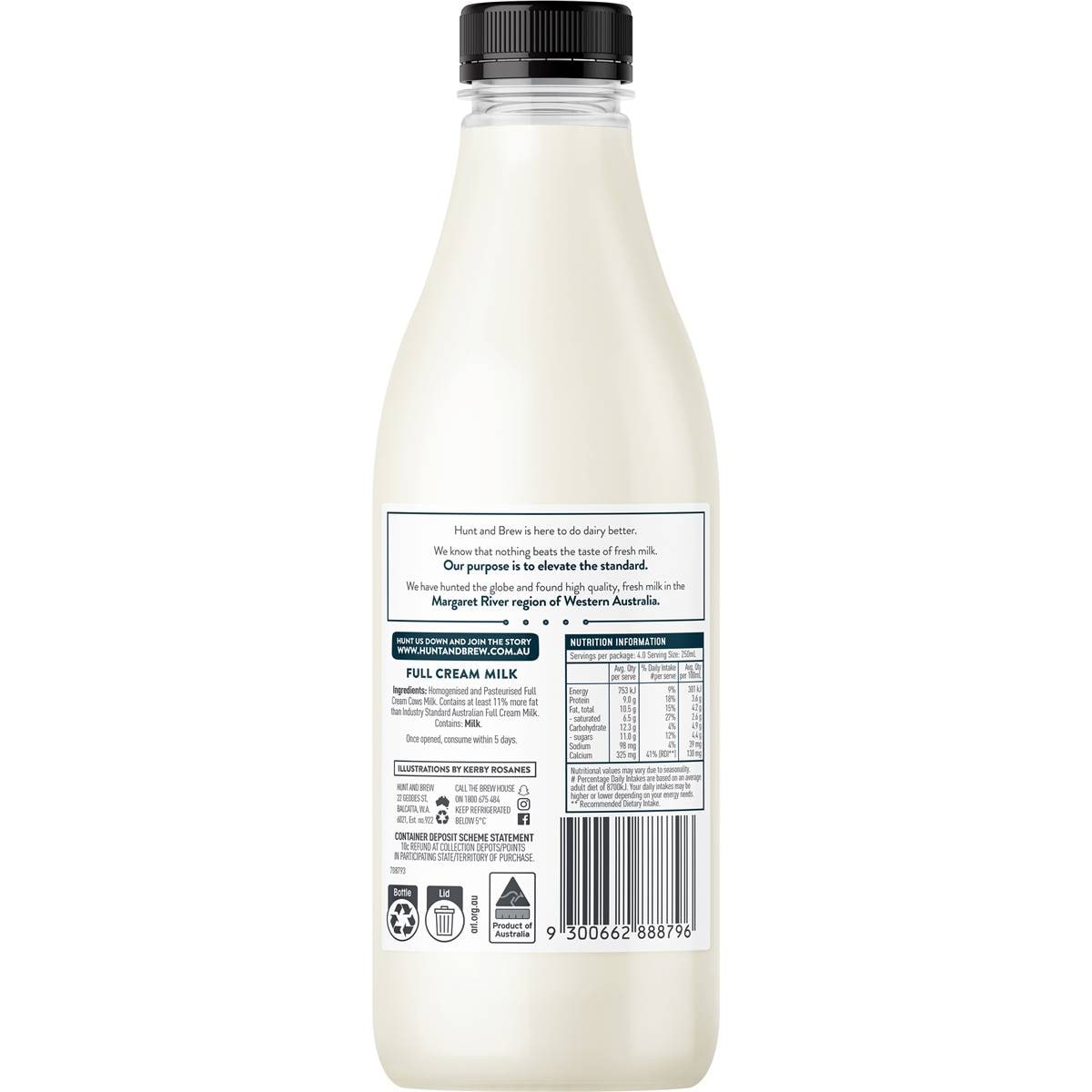 Hunt And Brew Extra Creamy 4.2 Fat Single Origin Milk 1l Woolworths