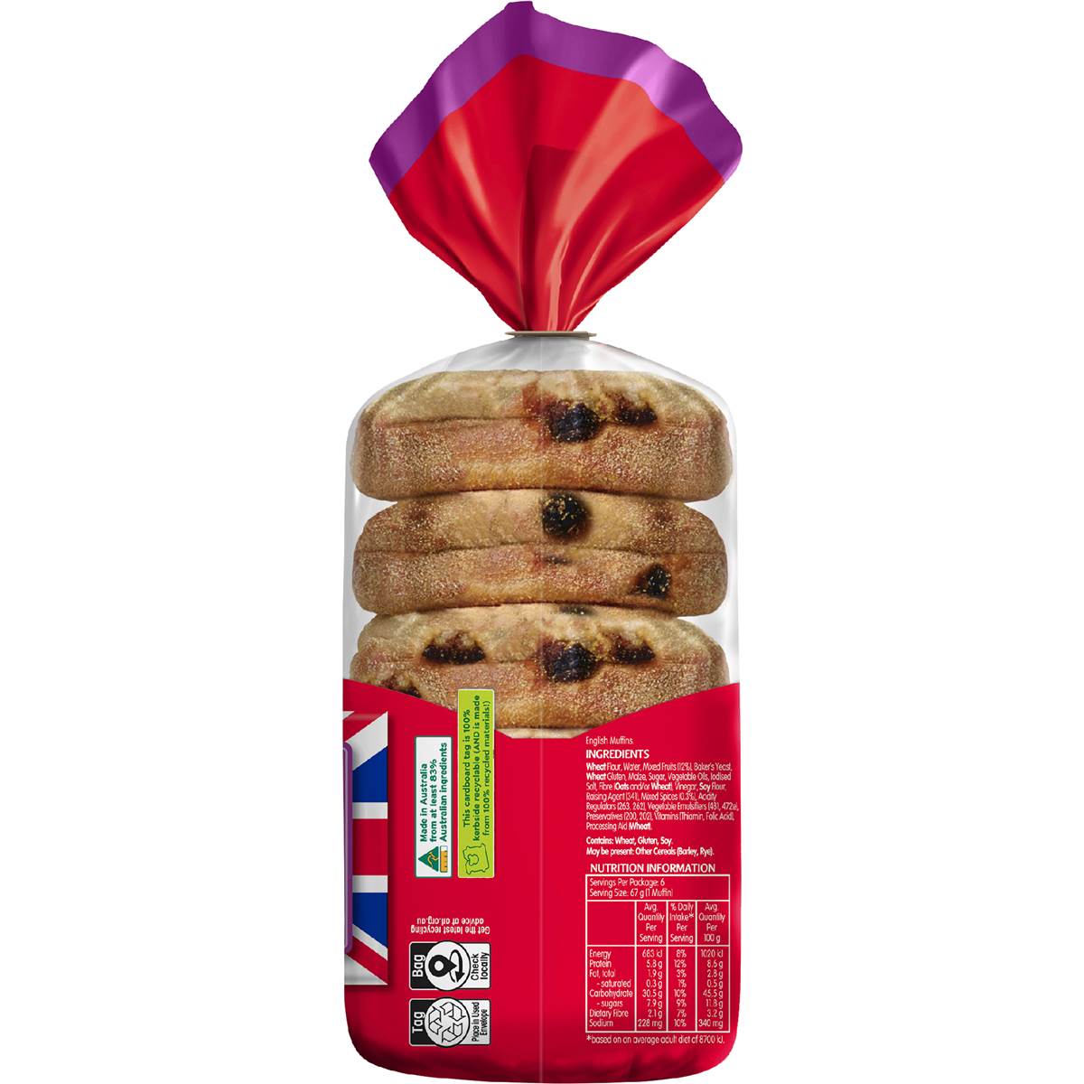 Tip Top Bakery English Muffins Fruit 6 Pack Woolworths
