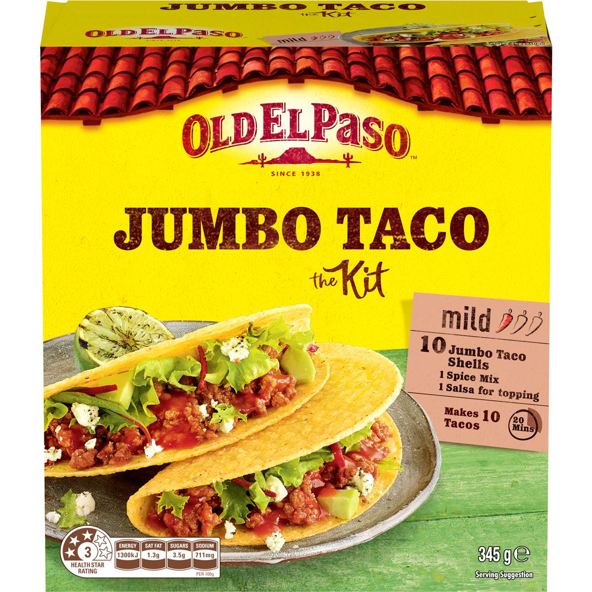 Old El Paso Jumbo Taco Kit Mexican Style Taco Kit 345g Woolworths 0920