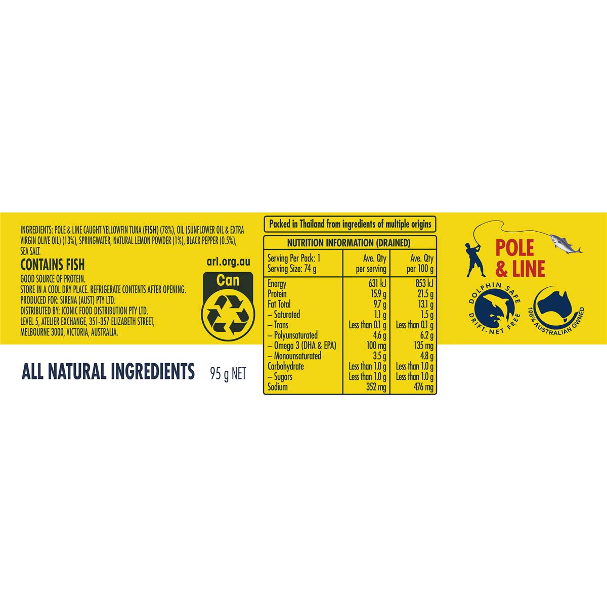 Sirena Tuna In Oil With Lemon Pepper 95g Woolworths