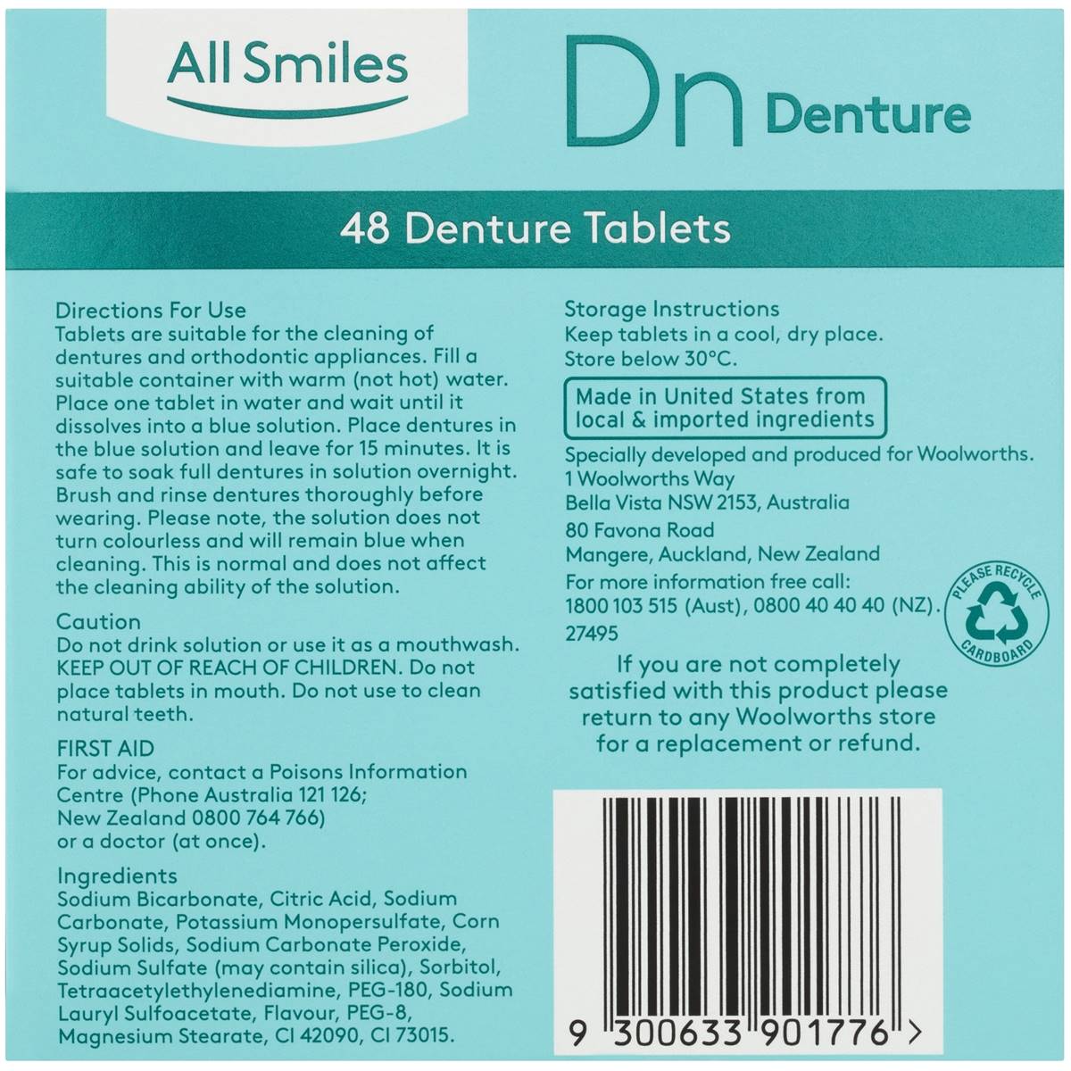 All Smiles Denture Tablets 48 Pack Woolworths