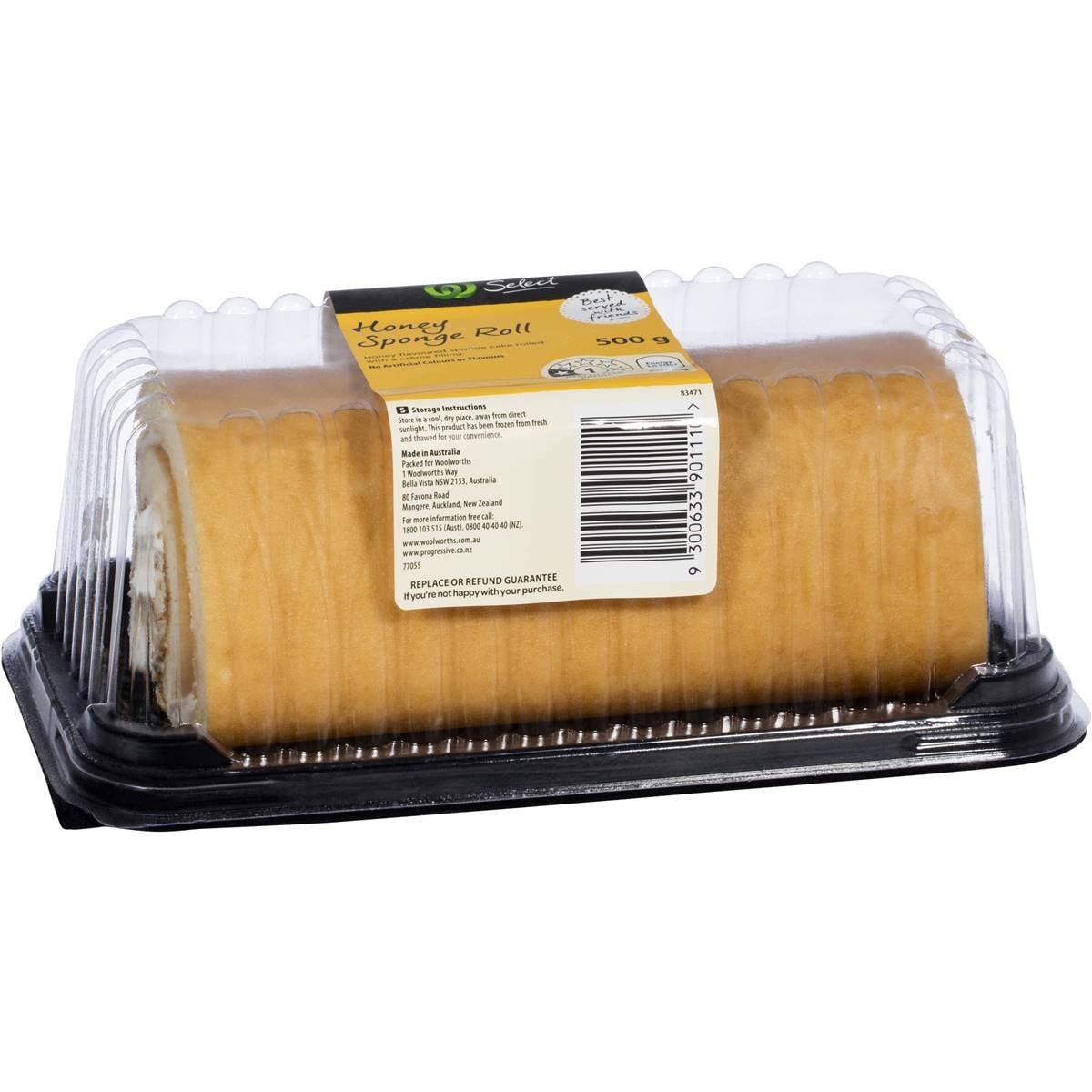 Woolworths Sponge Roll Honey 500g Woolworths