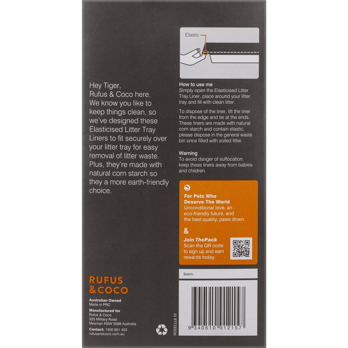 Rufus & Coco Elasticised Litter Tray Liners 8 Pack Woolworths