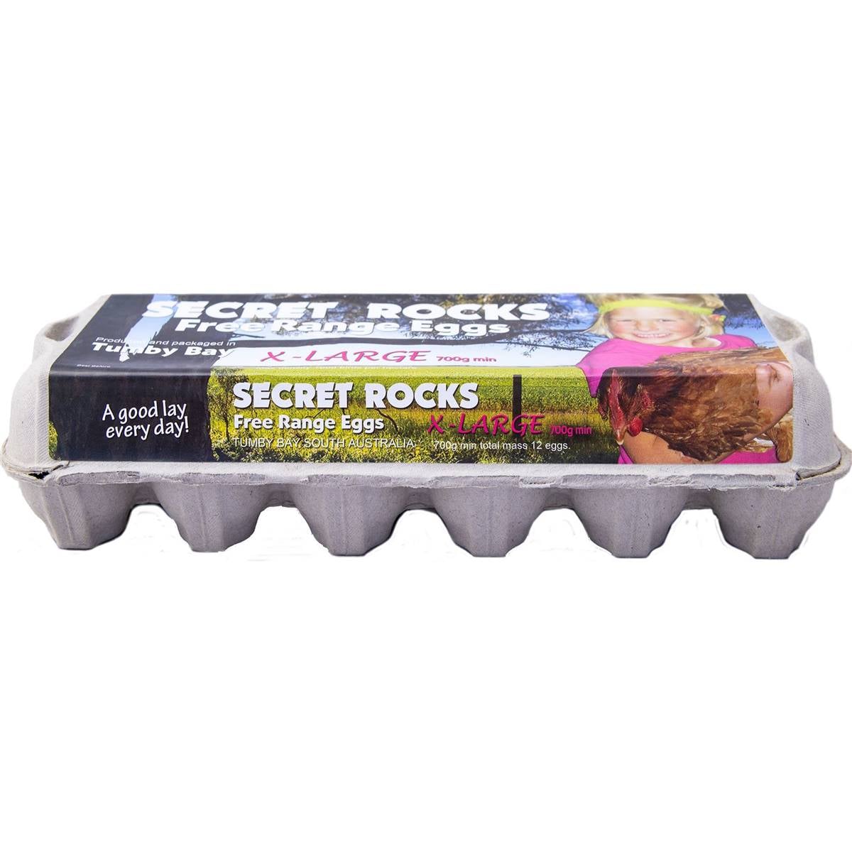 Secret Rocks Extra Large Free Range Eggs 700g 12 Pack | Woolworths