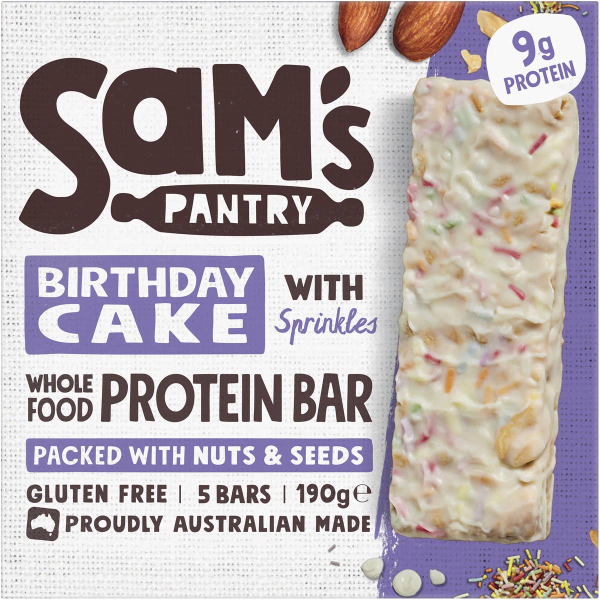 Sam's Pantry Birthday Cake With Sprinkles Protein Bar 5 Pack Woolworths