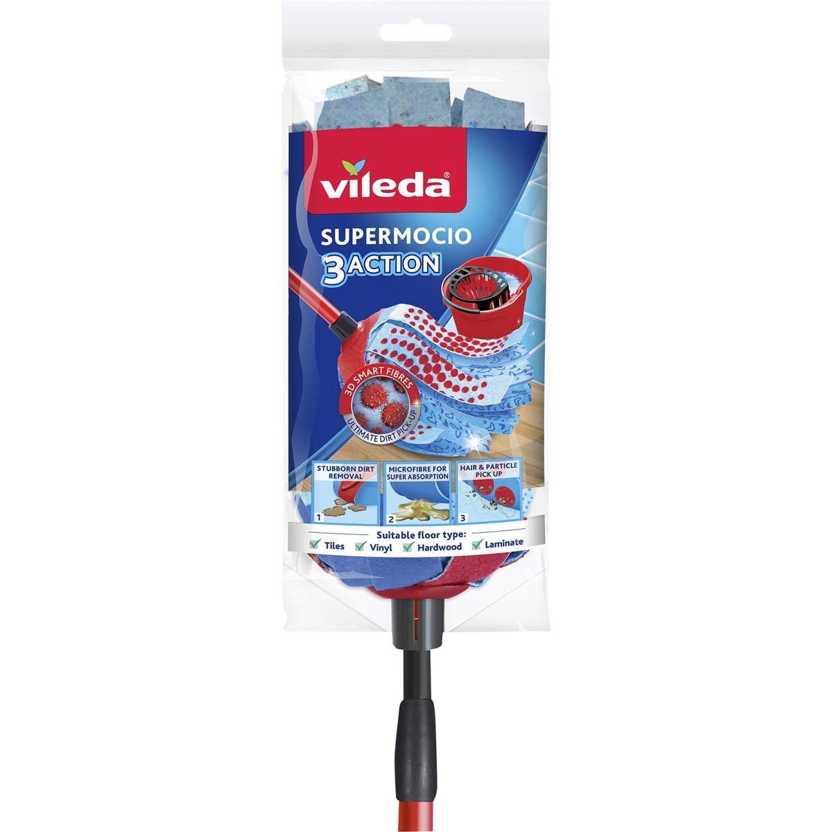 Vileda Supermocio 3 Action Mop With Telescopic Handle Each Woolworths