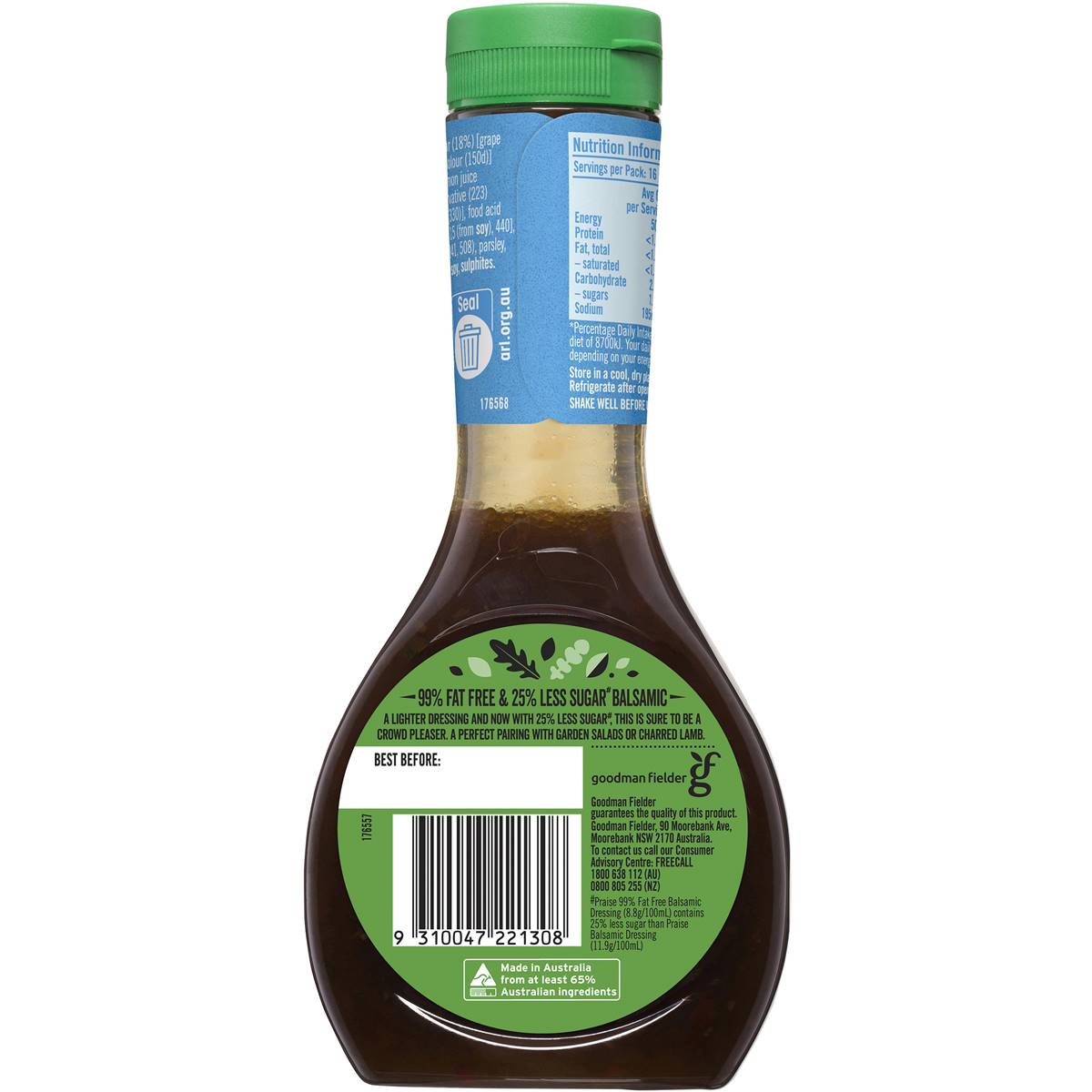 Praise Balsamic Dressing 99 Fat Free 330ml Woolworths