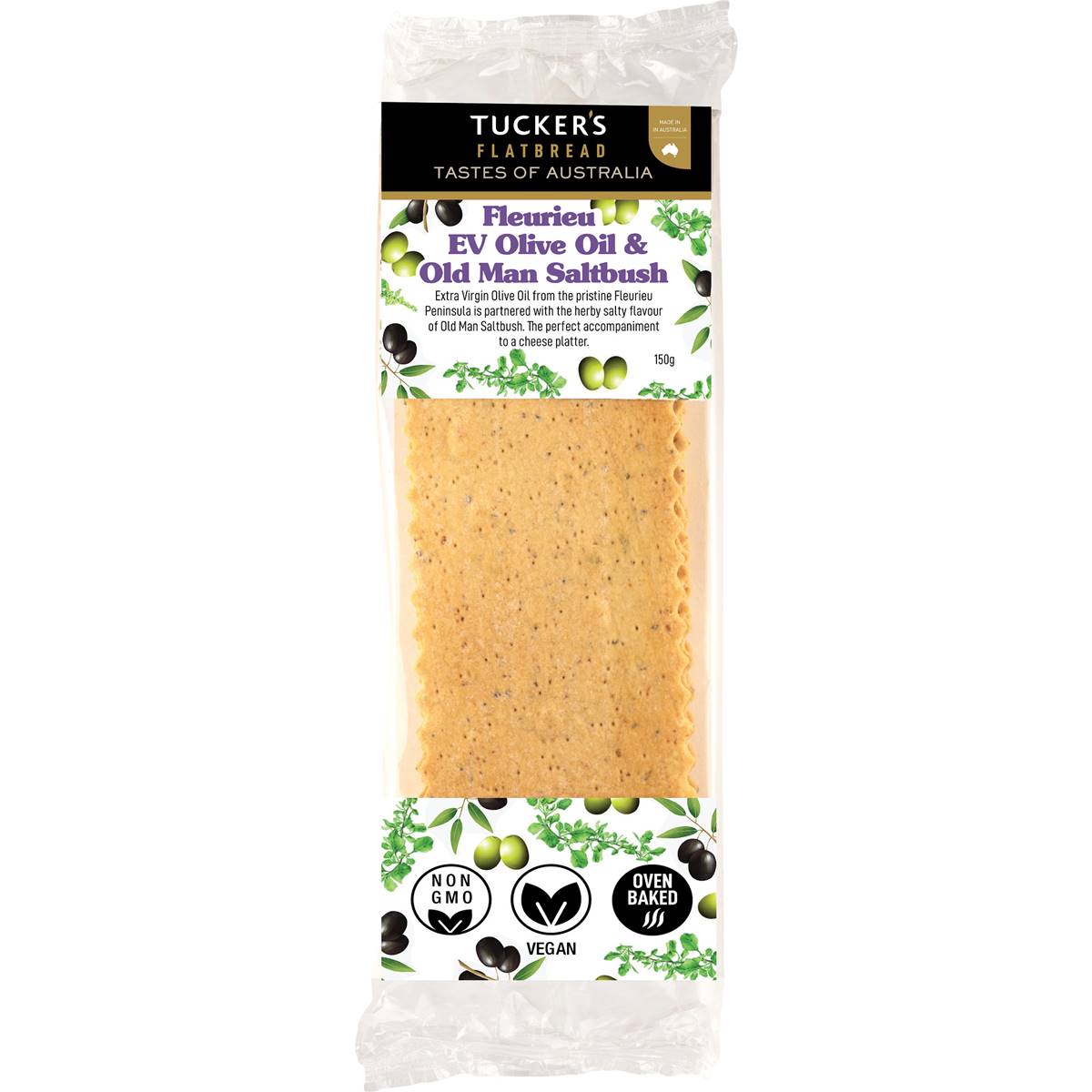 Tucker's Flatbread Olive Oil & Old Man Saltbush 150g Woolworths