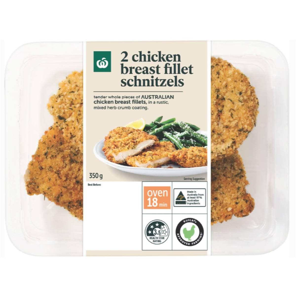 Woolworths 2 Chicken Breast Fillet Schnitzels 350g Woolworths