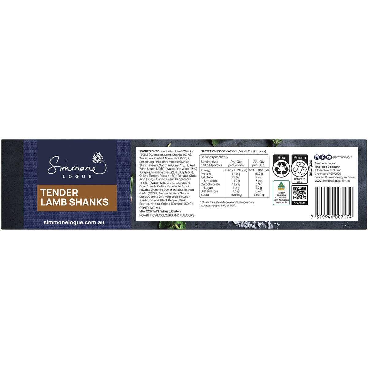 Simmone Logue Slow Cooked Lamb Shanks 900g Woolworths