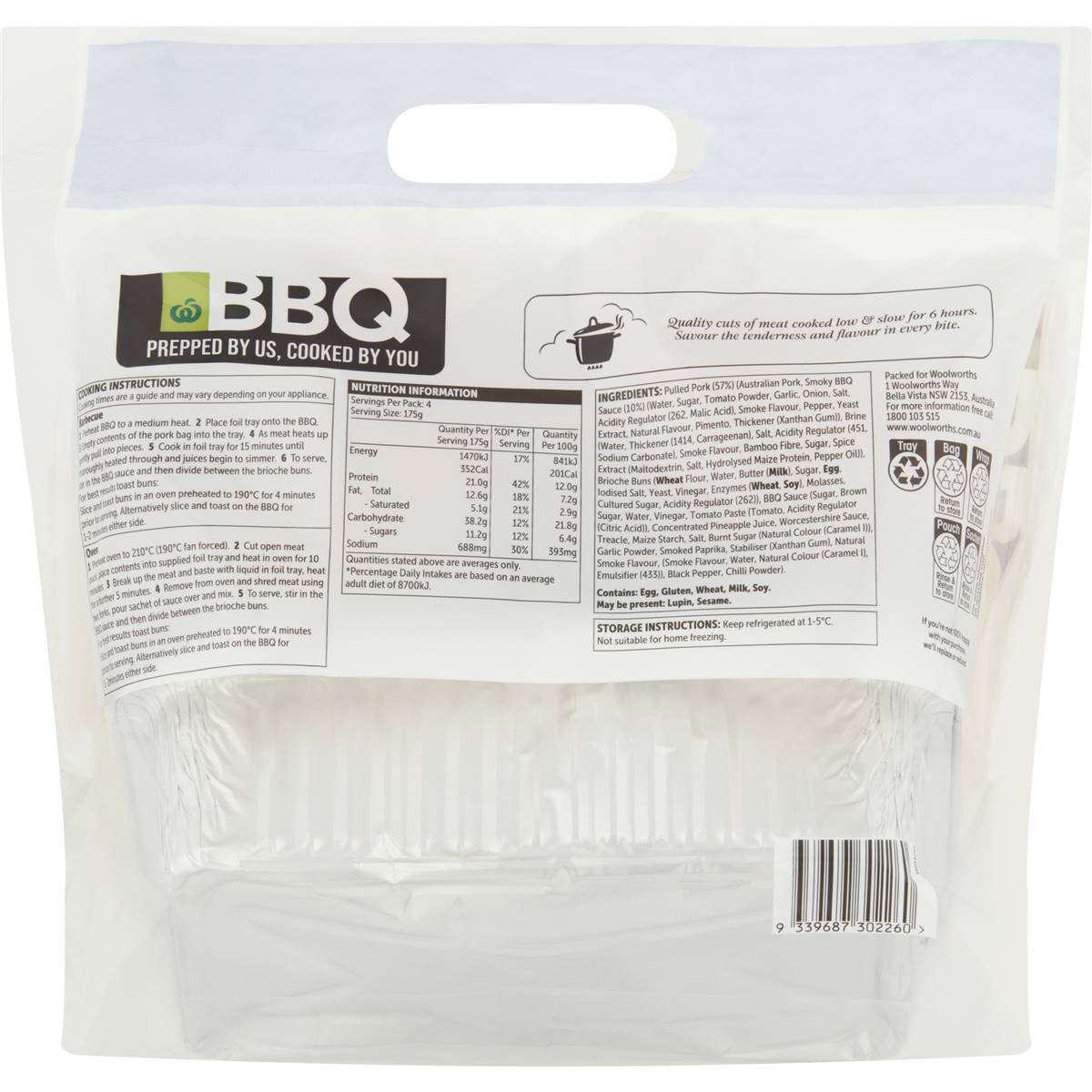 Woolworths Bbq Pulled Pork Burger Kit 700g Woolworths