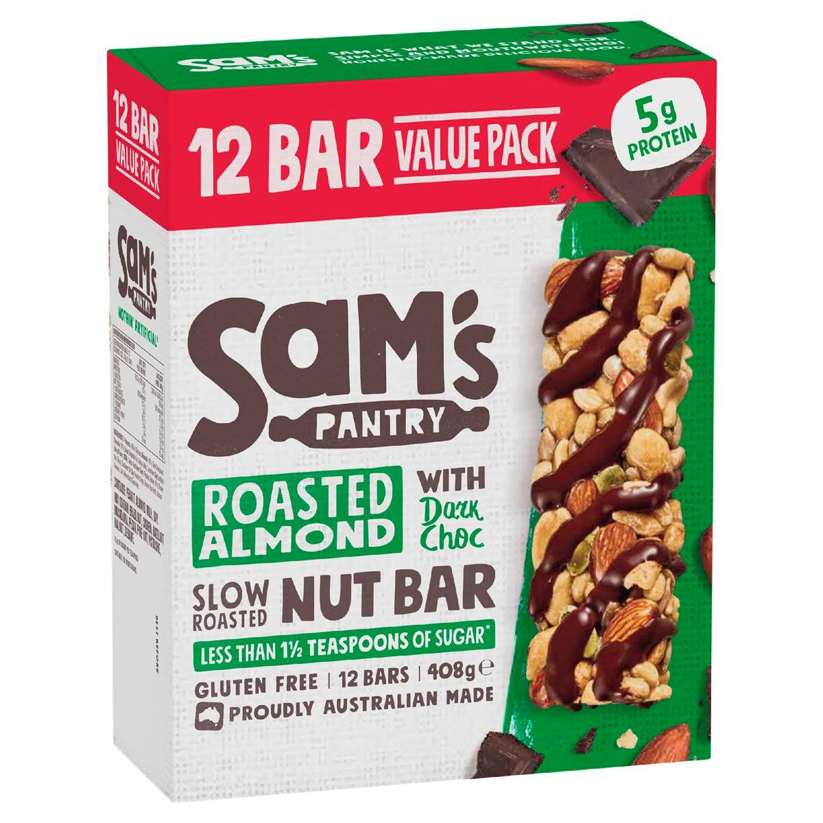 Sam's Pantry Scorched Almond With Dark Chocolate Nut Bar 12 Pack
