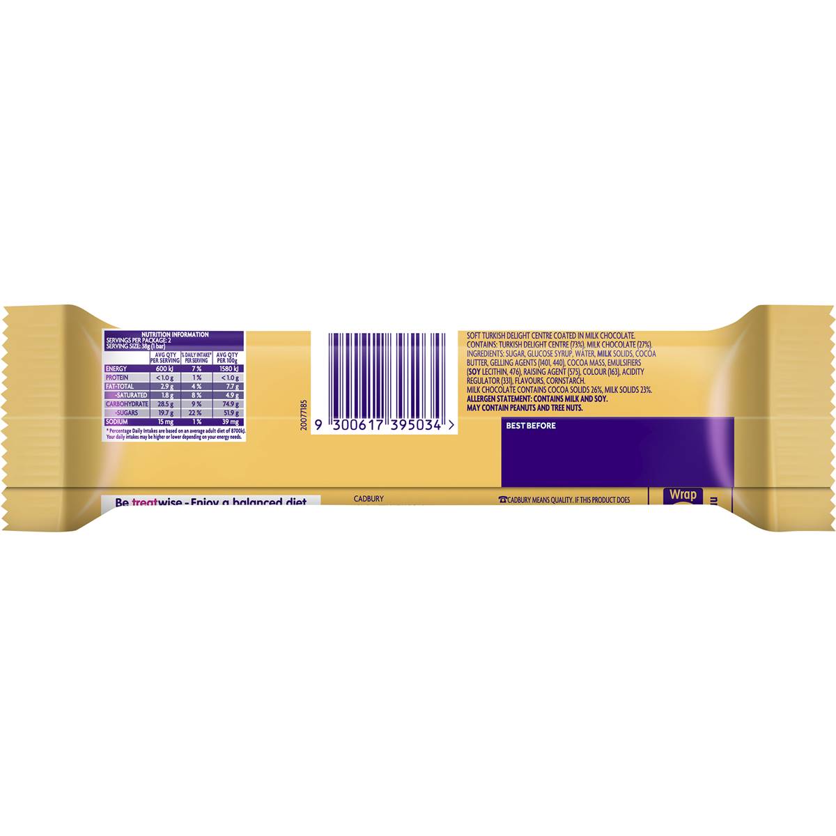 Cadbury Fry's Turkish Delight Twin Pack Chocolate Bar 76g | Woolworths