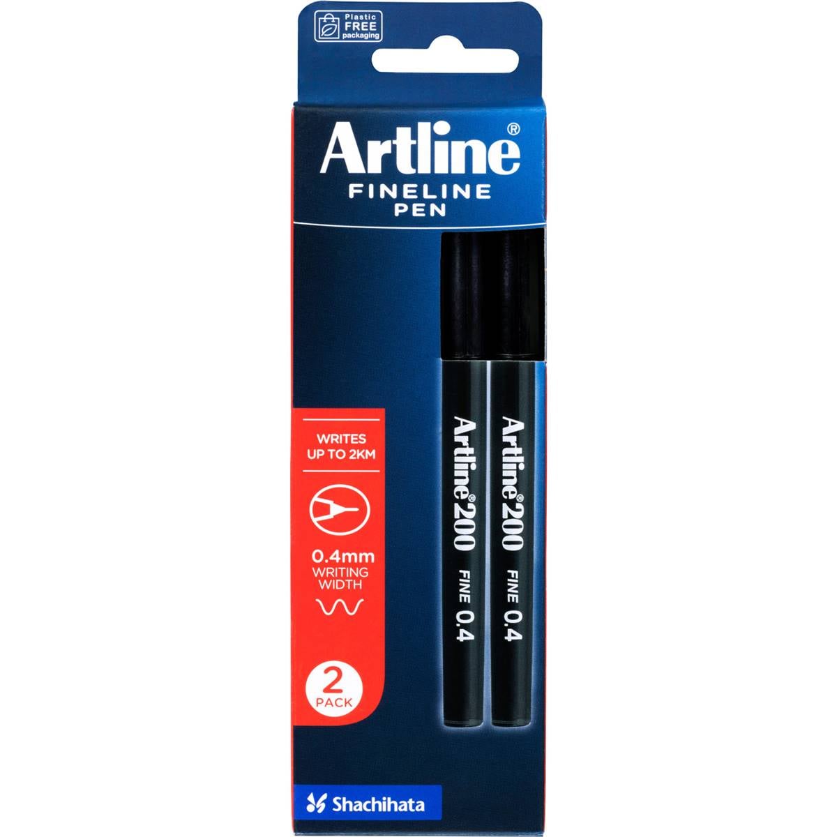 Artline 200 Fineline Pen Black 0.4mm 2 Pack Woolworths