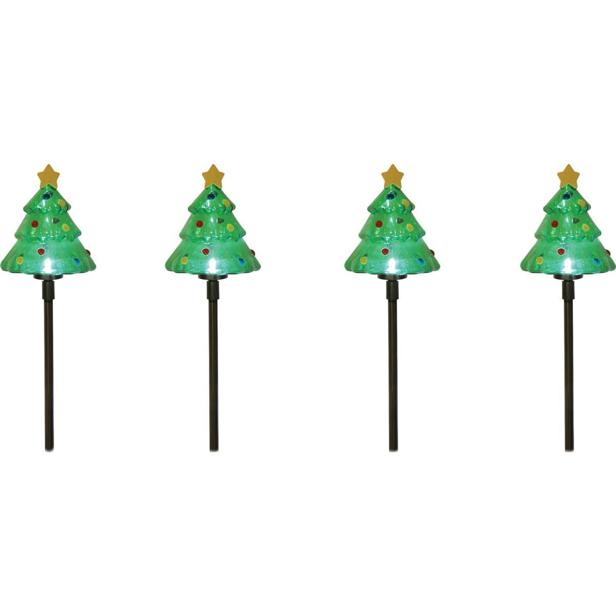 Christmas Solar Led Tree Garden Stakes 4 Pack Woolworths