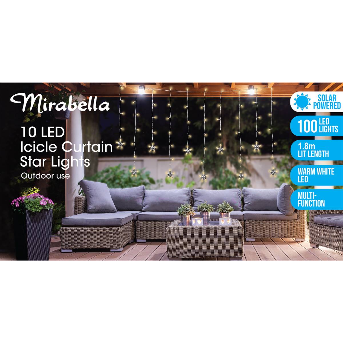 Christmas Solar Led 1.8m Icicle Curtain Star Lights Each Woolworths