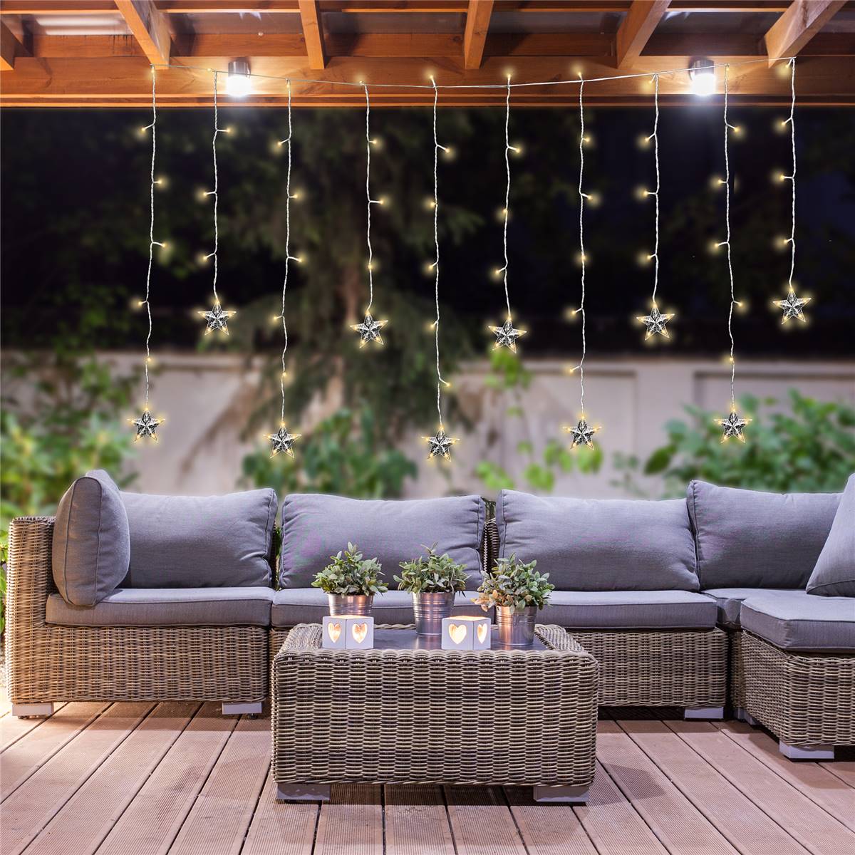 Christmas Solar Led 1.8m Icicle Curtain Star Lights Each Woolworths