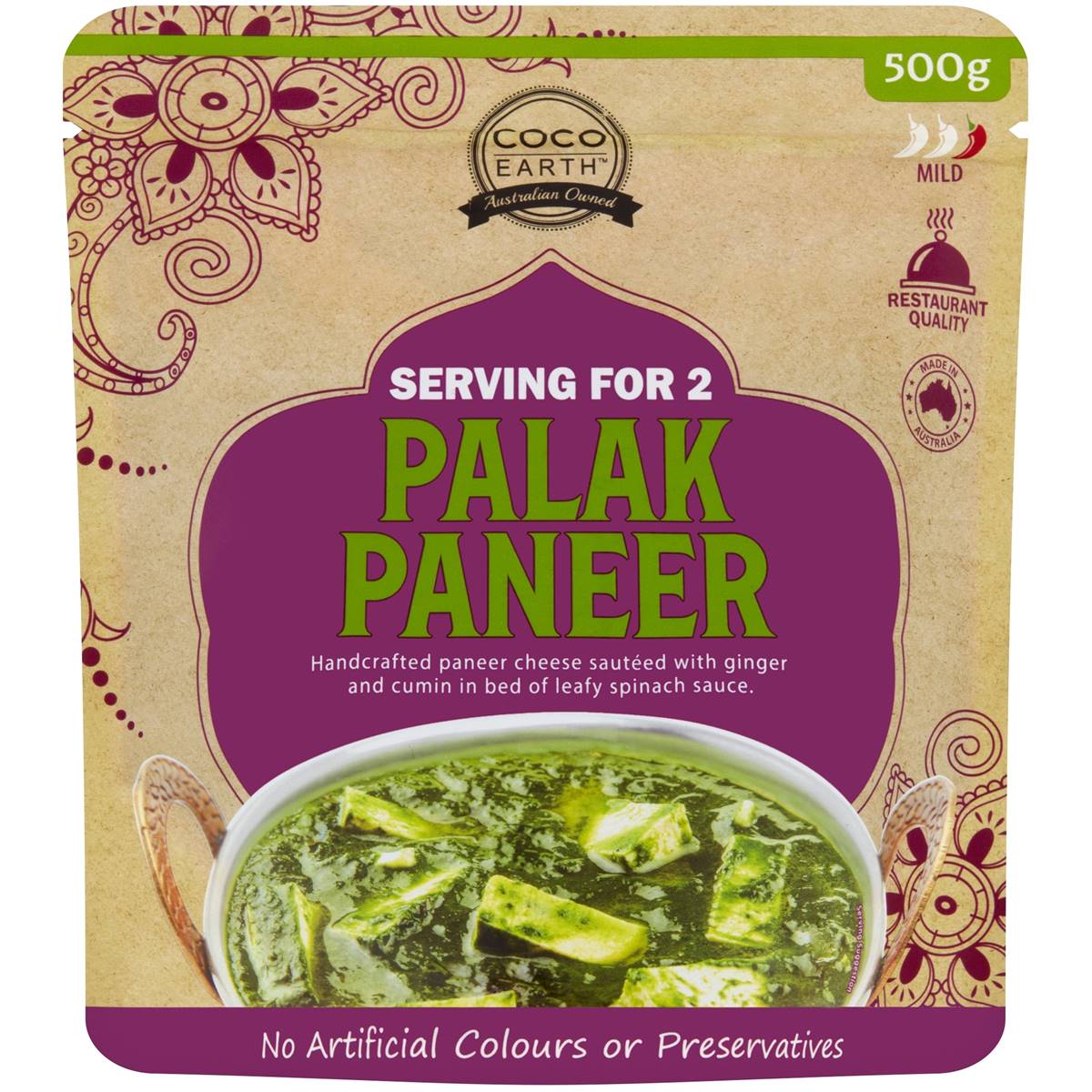Coco Earth Palak Paneer For Two 500g Woolworths