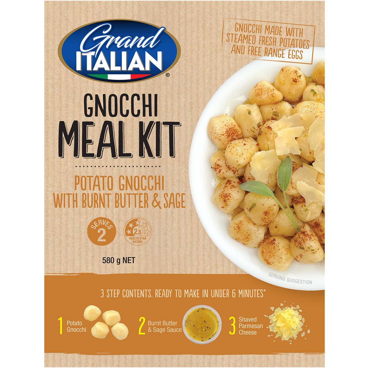 Grand Italian Meal Kit Potato Gnocchi With Burnt Butter & Sage 580g