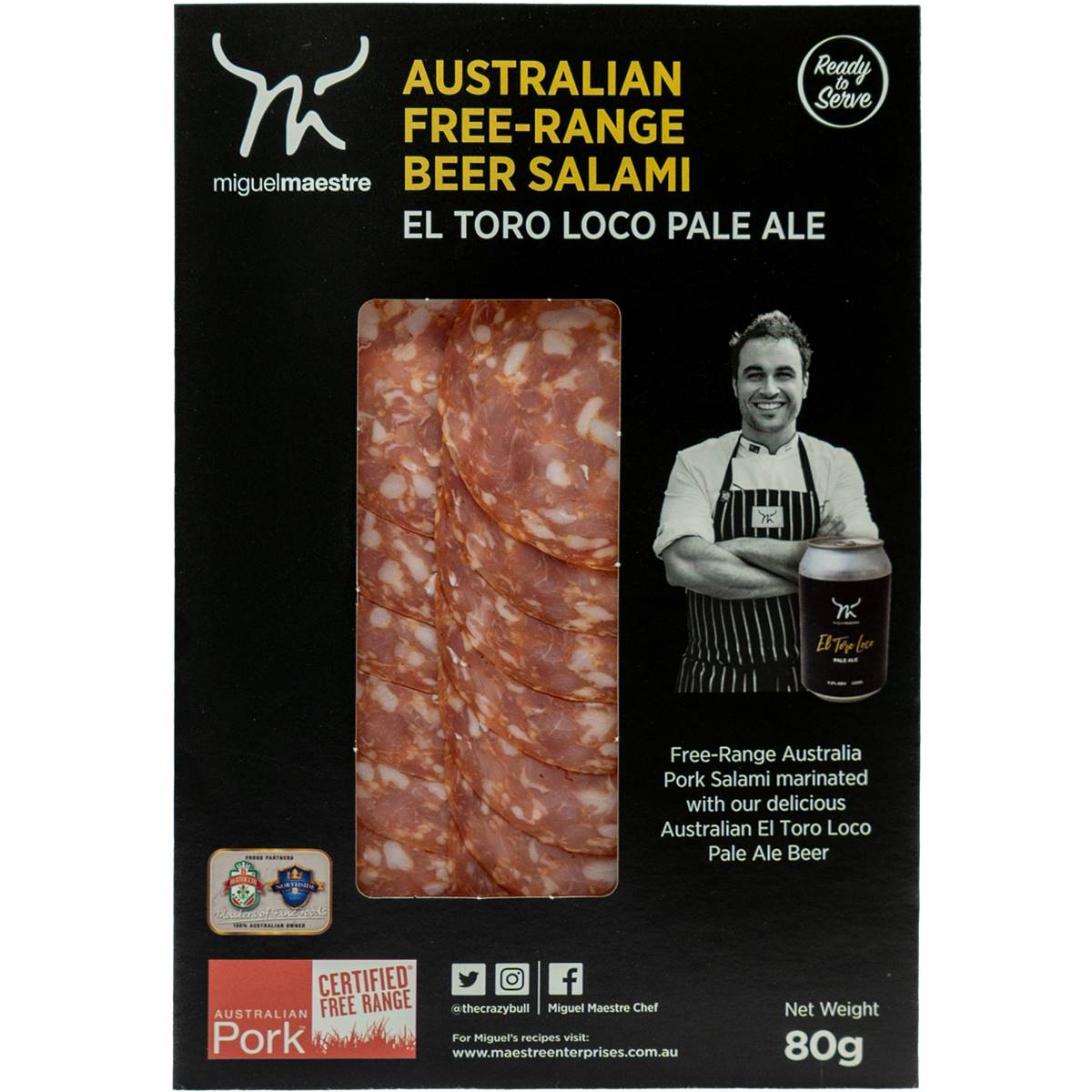 Miguel Maestre Free Range Beer Salami 80g Woolworths