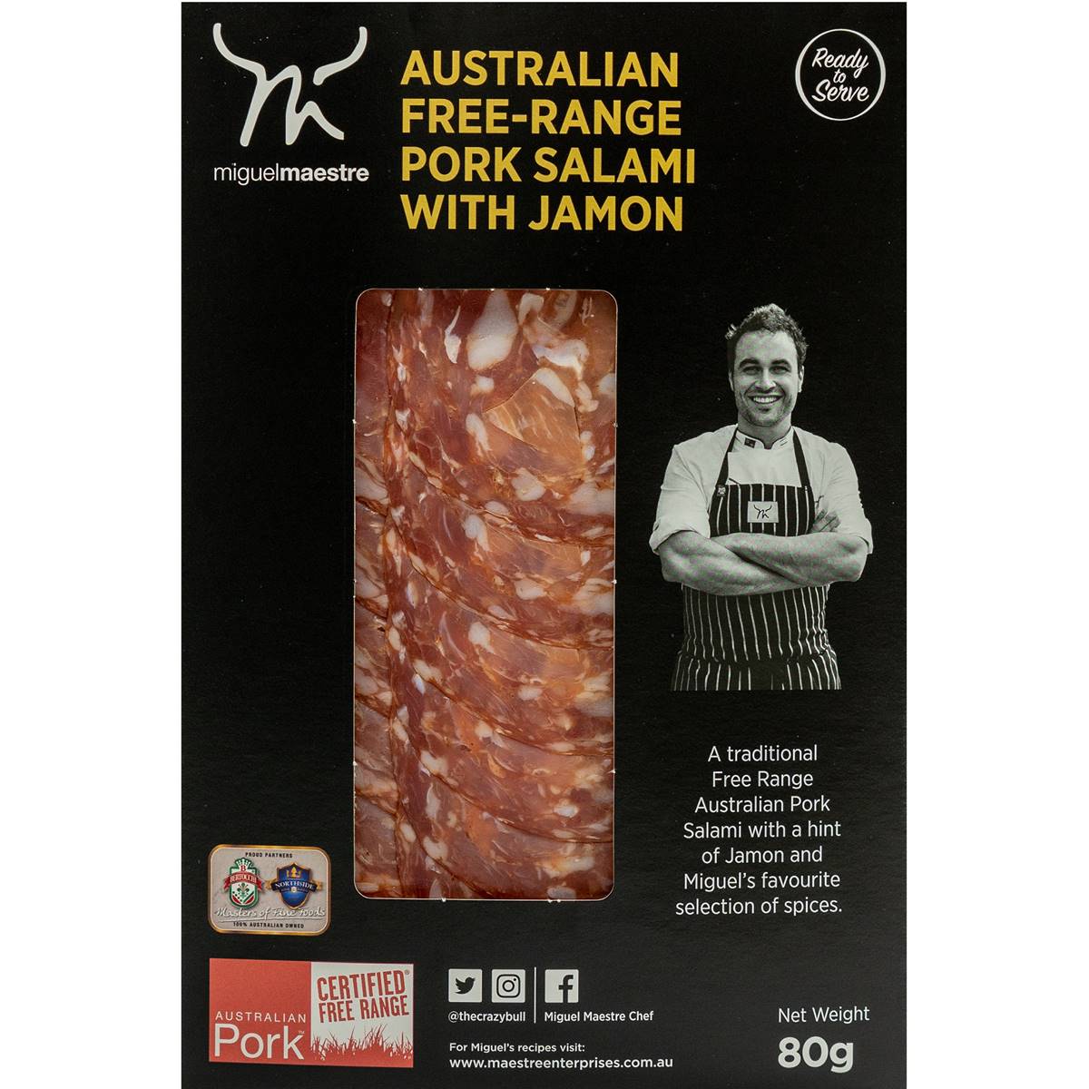 Miguel Maestre Free Range Pork Salami With Jamon 80g Woolworths