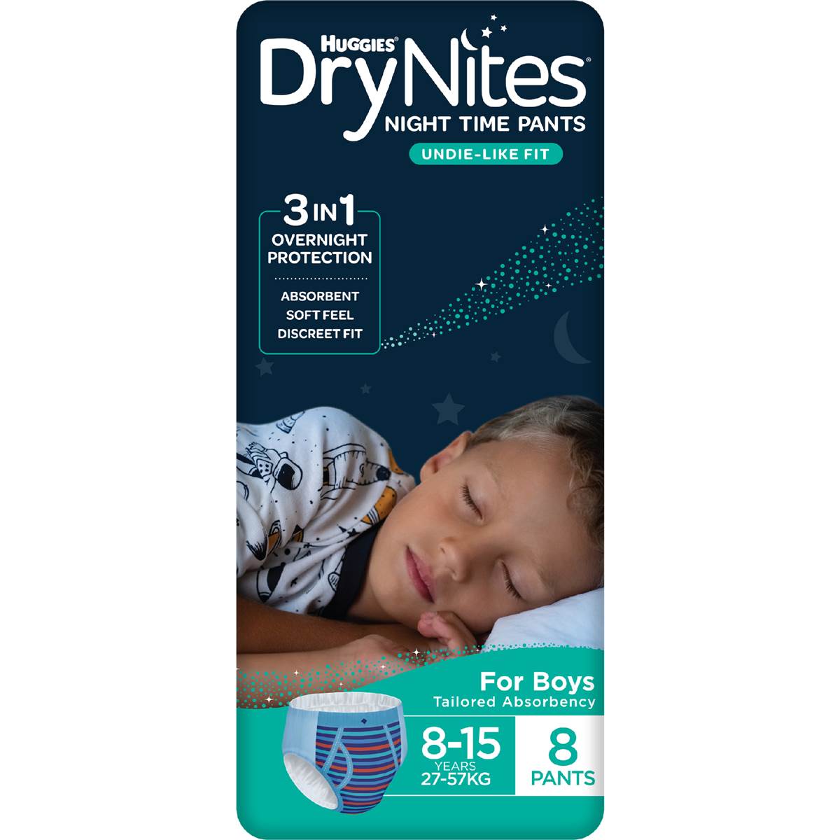 Huggies Drynites Night Time Pants For Boys 815 Years (2757kg) 8 Pack