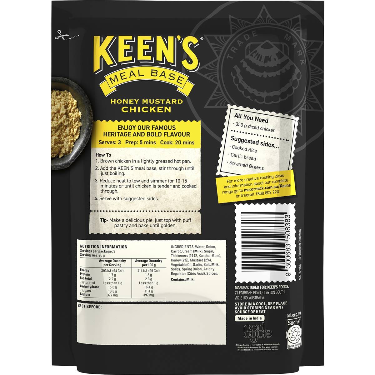 Keen's Meal Base Creamy Honey Mustard Chicken 285g Woolworths