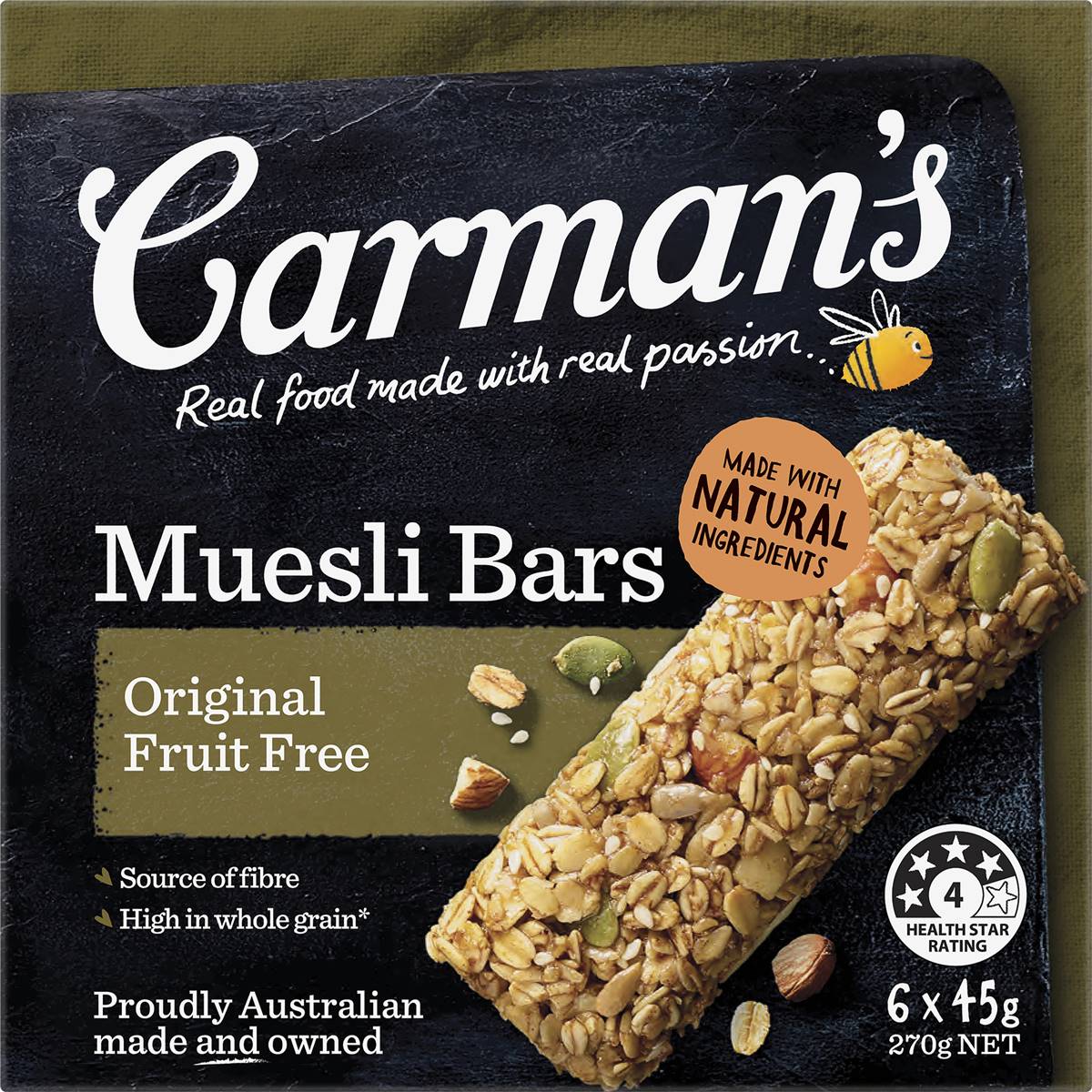Carman's Muesli Bars Original Fruit Free 6 Pack Woolworths