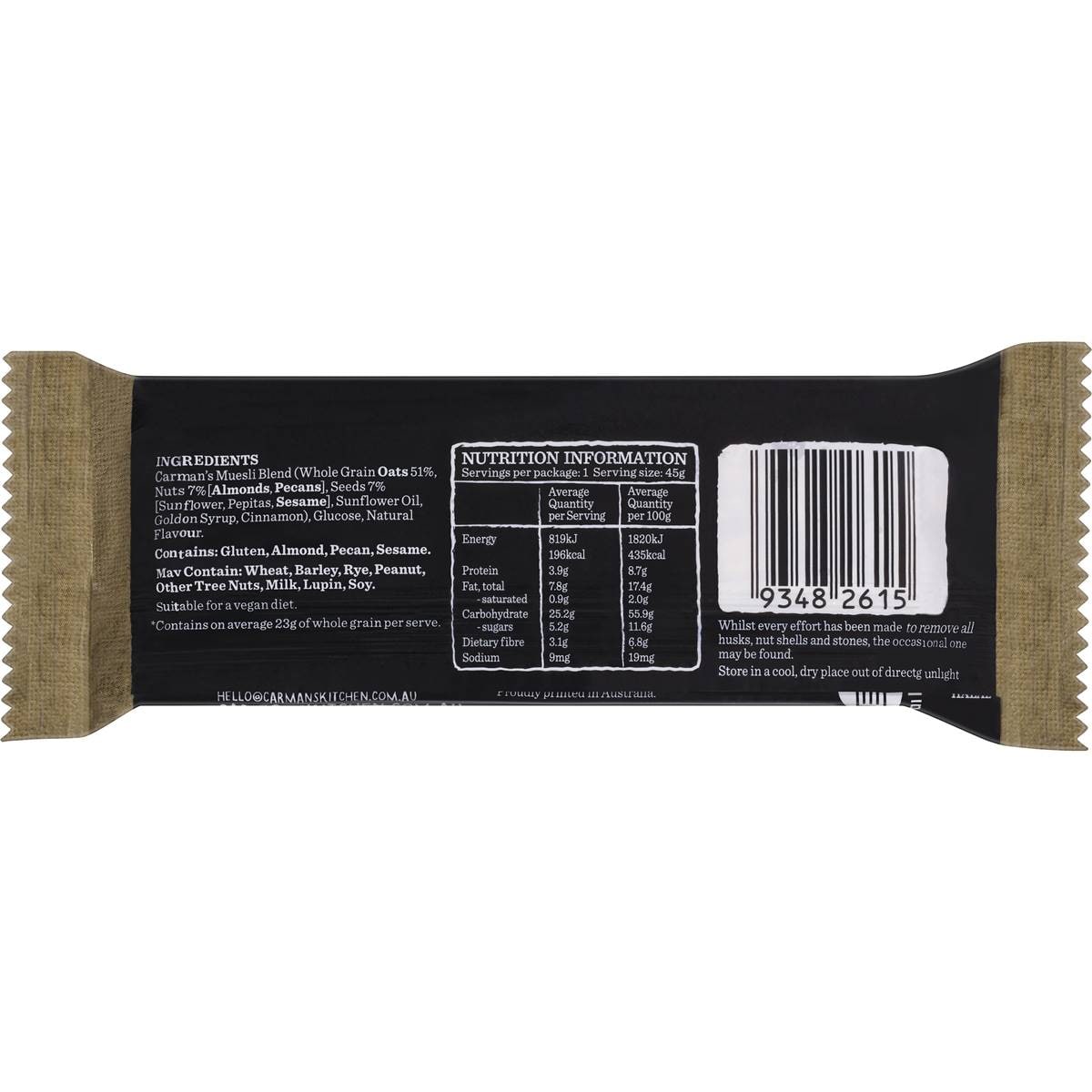 Carman's Muesli Bars Original Fruit Free 6 Pack Woolworths
