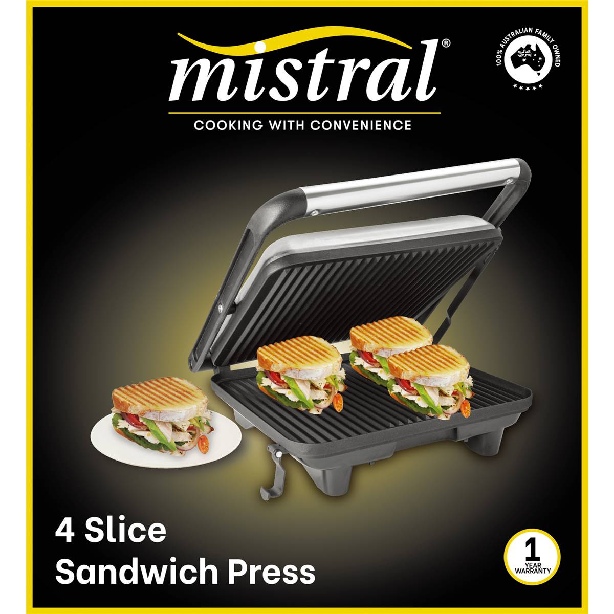 Mistral 4 Slice Sandwich Press Each Woolworths