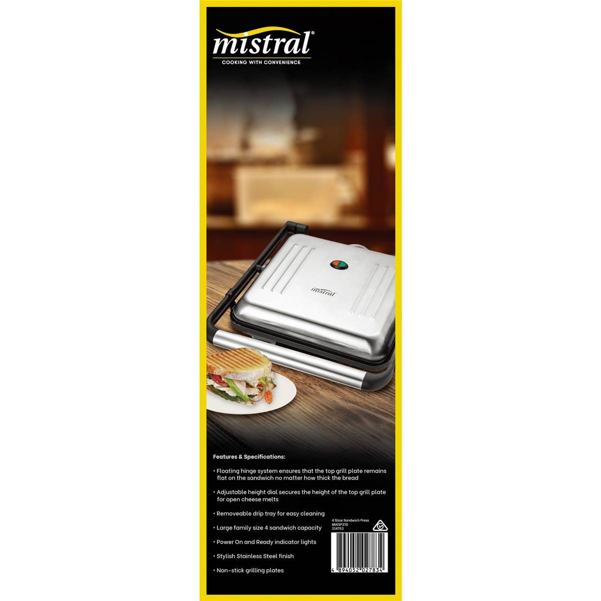 Mistral 4 Slice Sandwich Press Each Woolworths