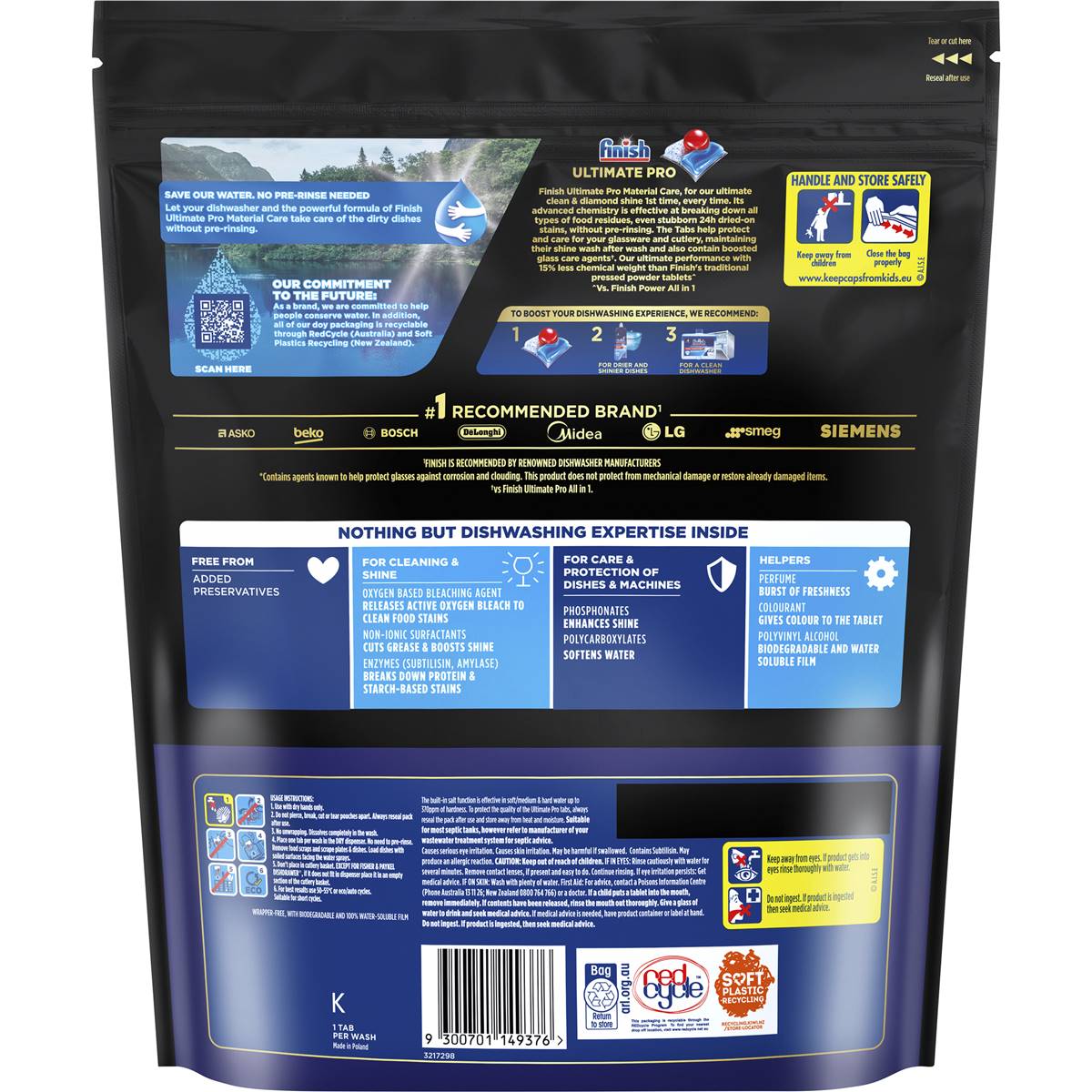 Finish Ultimate Pro Material Care Dishwasher Tablets 65 Pack Woolworths