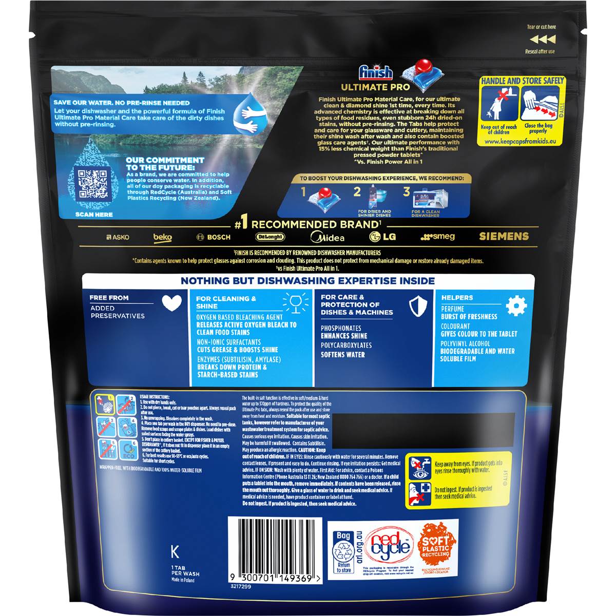 Finish Ultimate Pro Material Care Dishwasher Tablets 50 Pack Woolworths