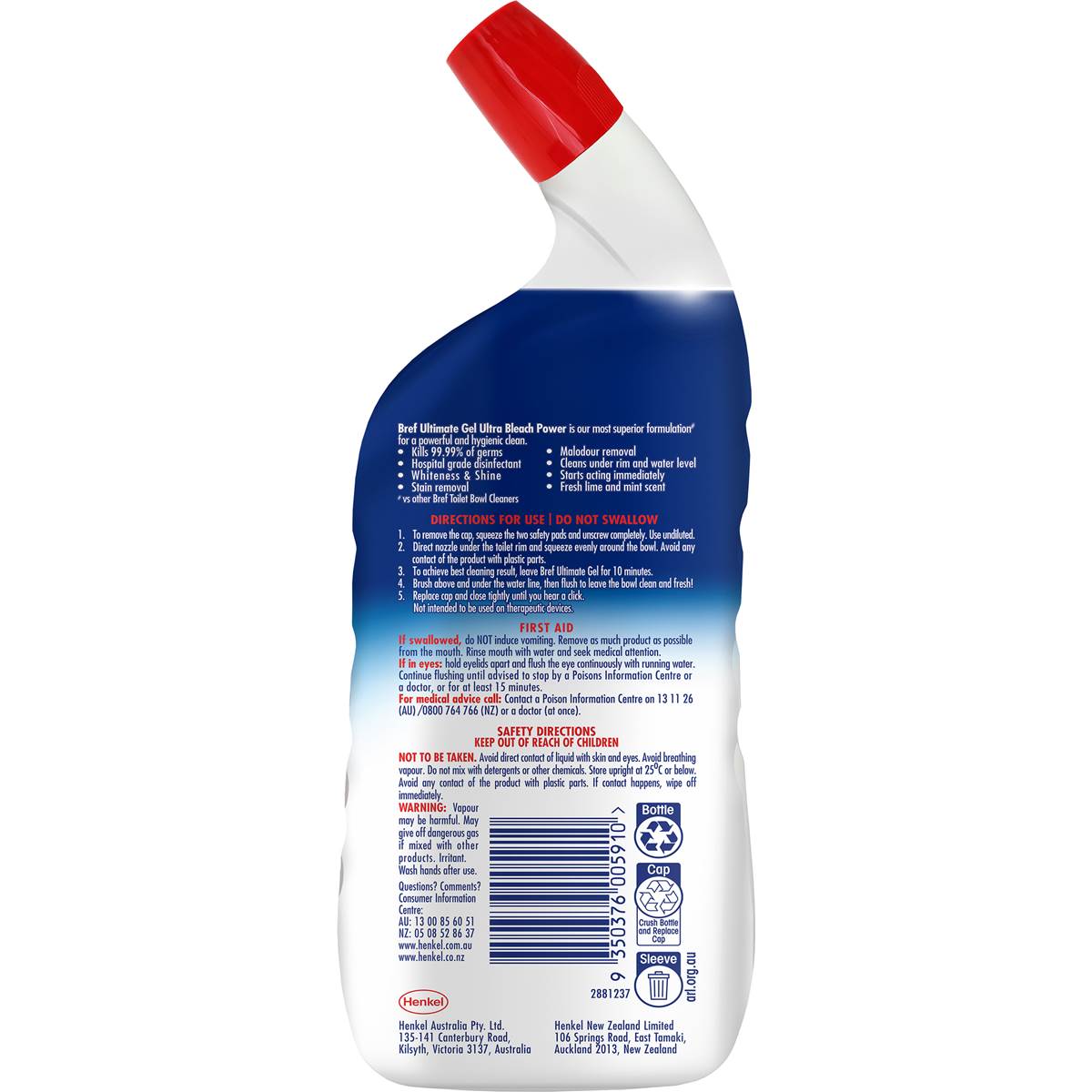 Bref Ultra Bleach Power Citrus Toilet Cleaner Gel 600ml Woolworths
