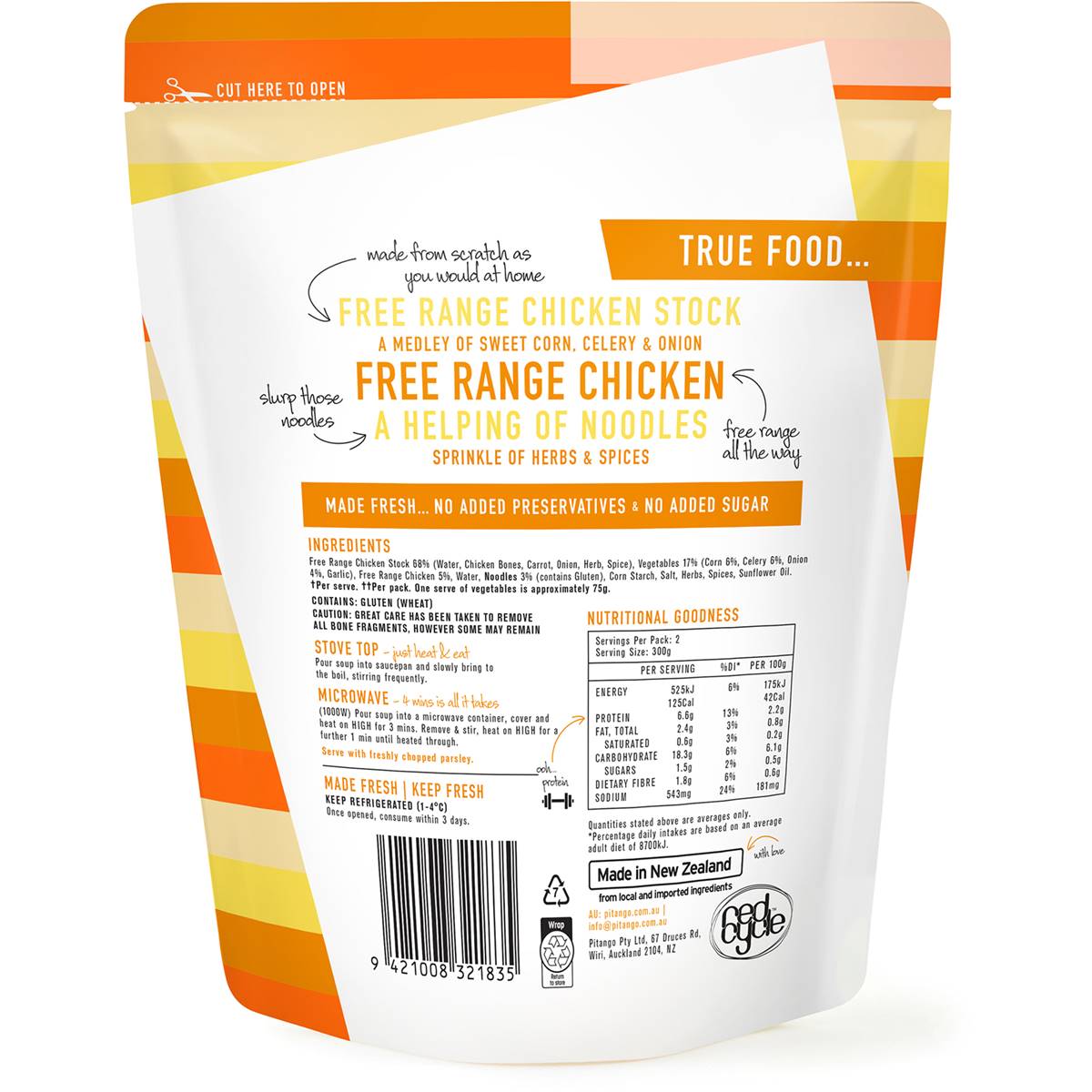 Pitango Free Range Chicken Sweet Corn & Noodle Soup 600g Woolworths