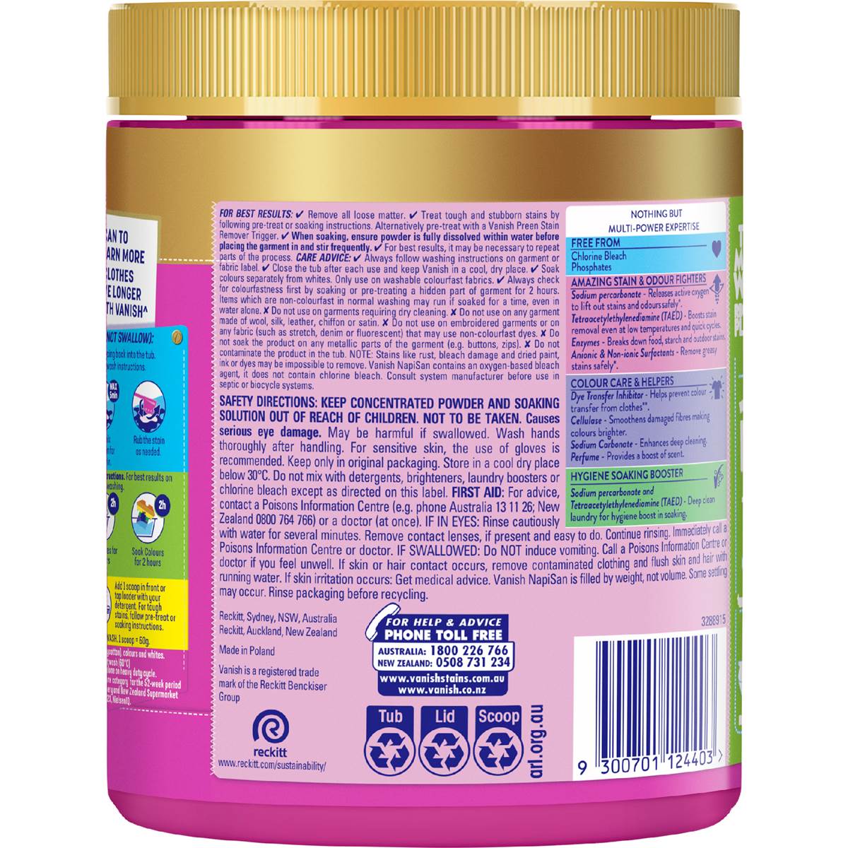 Vanish Napisan Gold Oxi Action Stain Remover Powder 1kg Woolworths