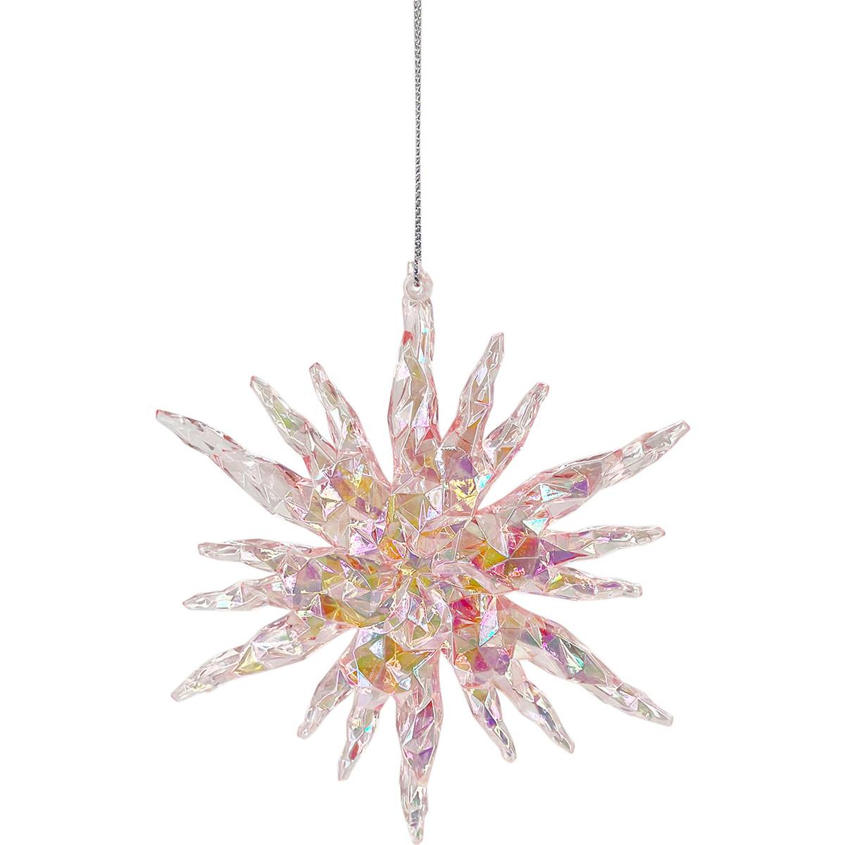 Christmas Fantasy Iridescent Snowflake Pink Ornament Each | Woolworths