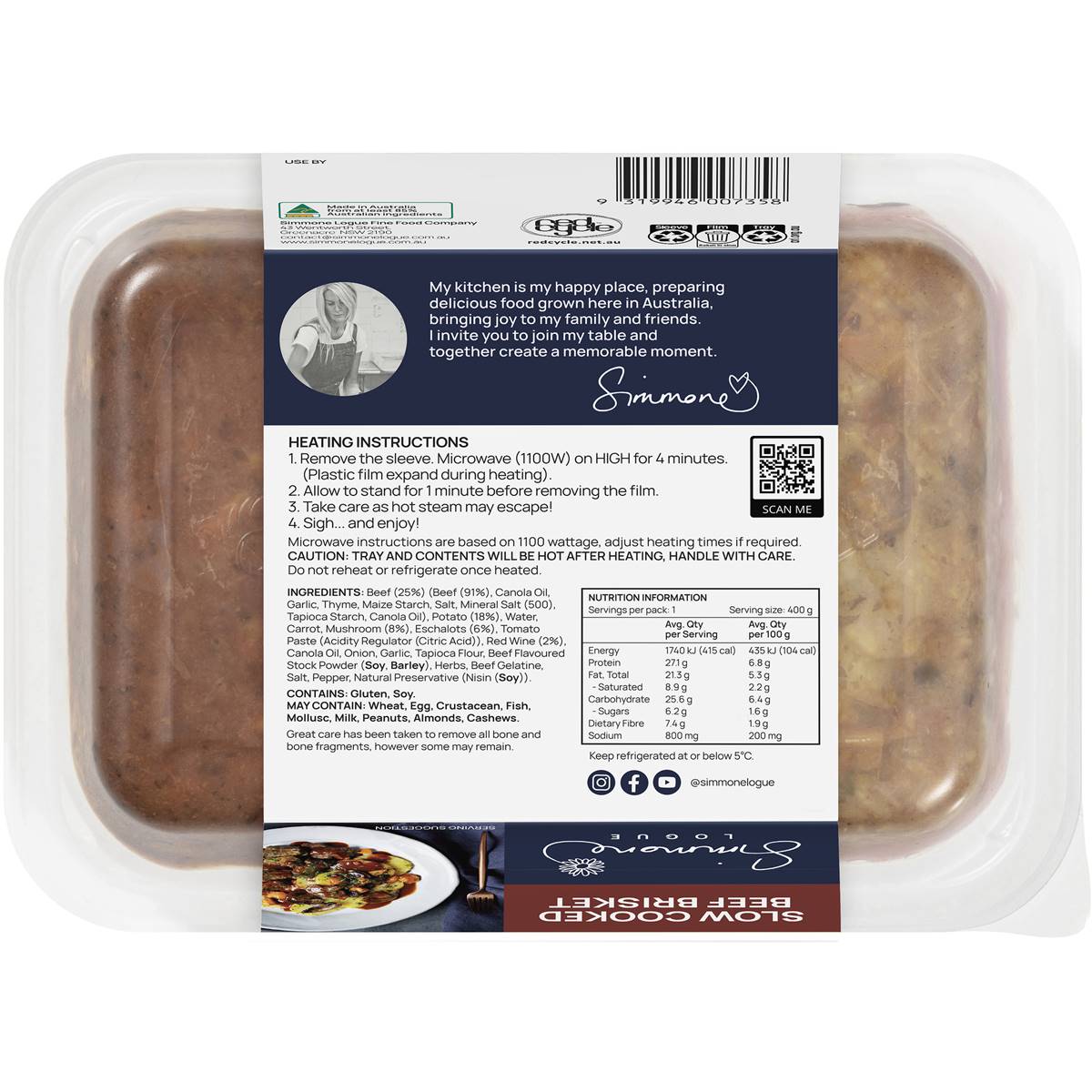 Simmone Logue Slow Cooked Beef Brisket With Mushroom & Wine Chilled