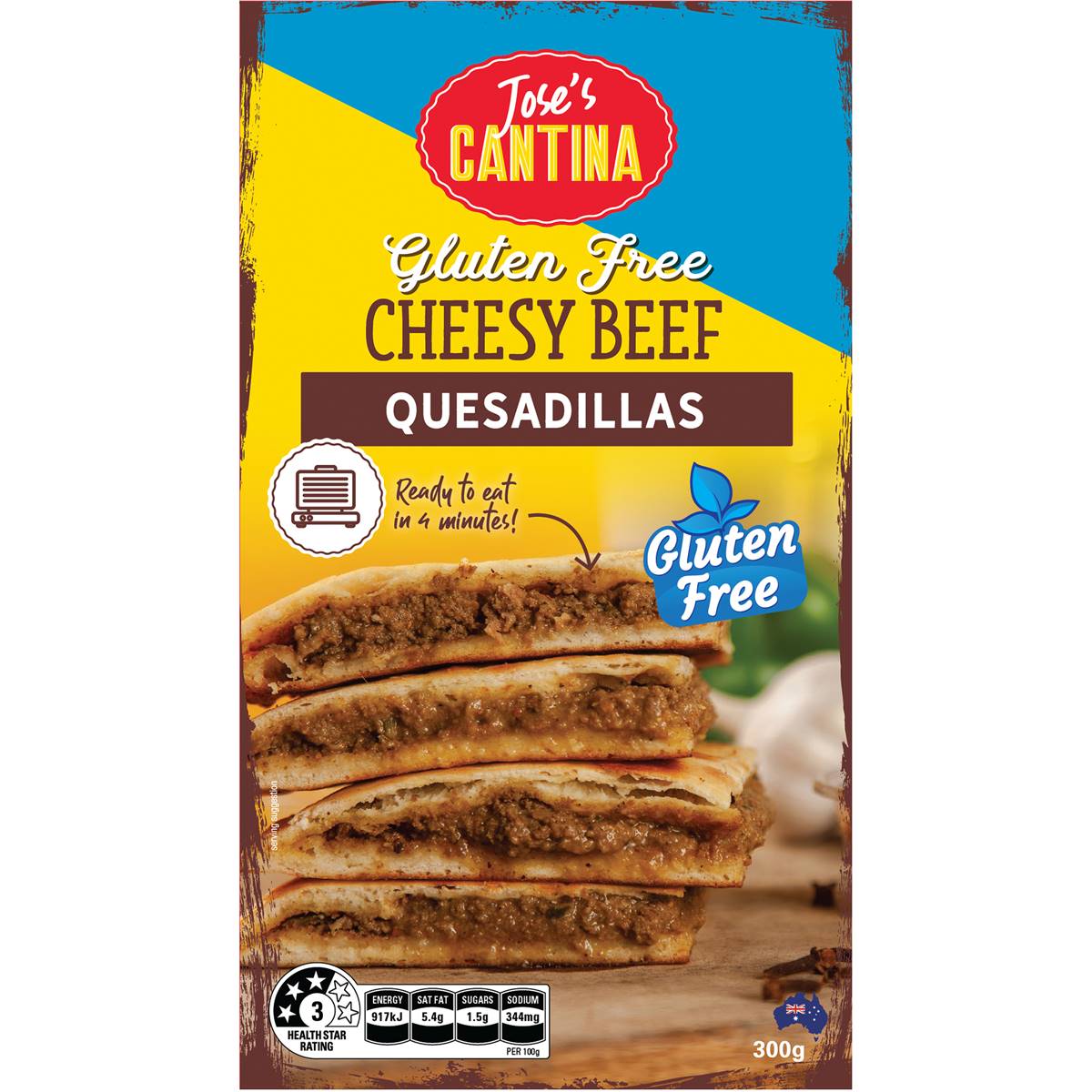 Jose's Cantina Gluten Free Cheesy Beef Quesadillas 300g Woolworths
