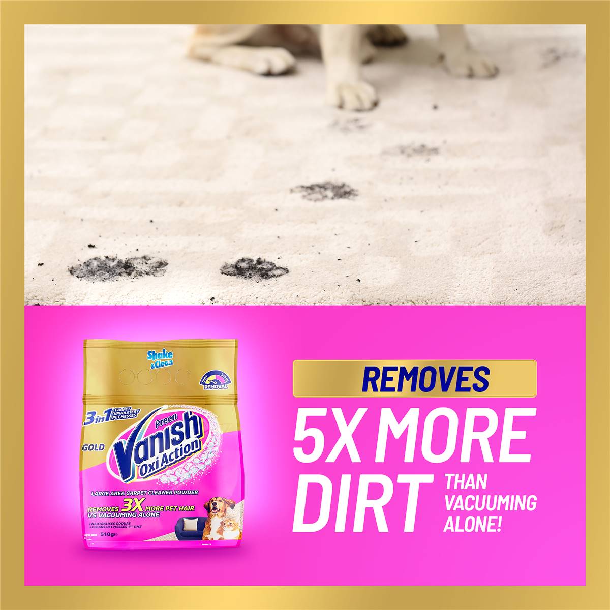Vanish Preen Gold 3 In 1 Carpet Cleaning Powder 510g Woolworths