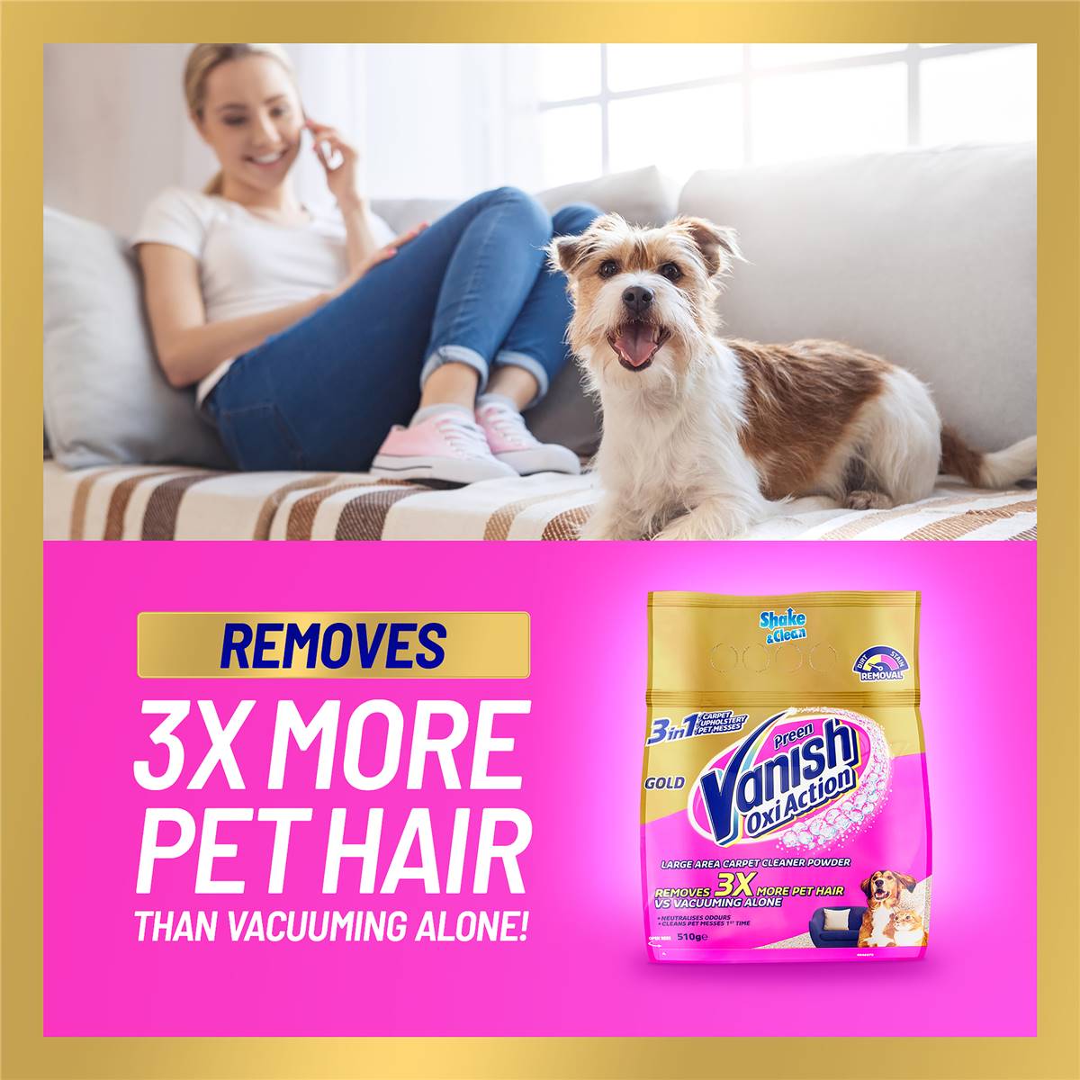 Vanish Preen Gold 3 In 1 Carpet Cleaning Powder 510g Woolworths