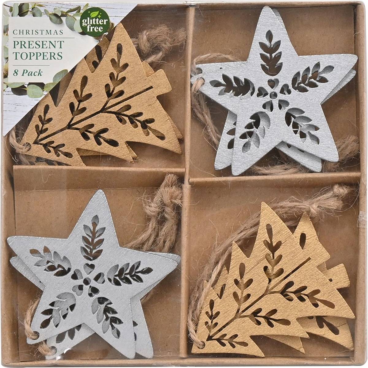Christmas Present Toppers Star Trees &amp; Stars 8 Pack | Woolworths
