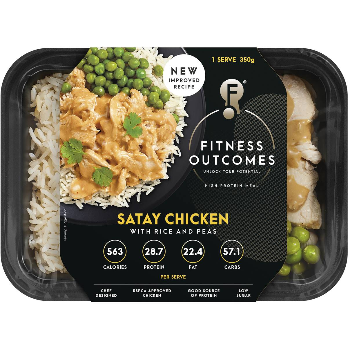 Fitness Outcomes Satay Chicken With Rice & Peas 350g | Woolworths