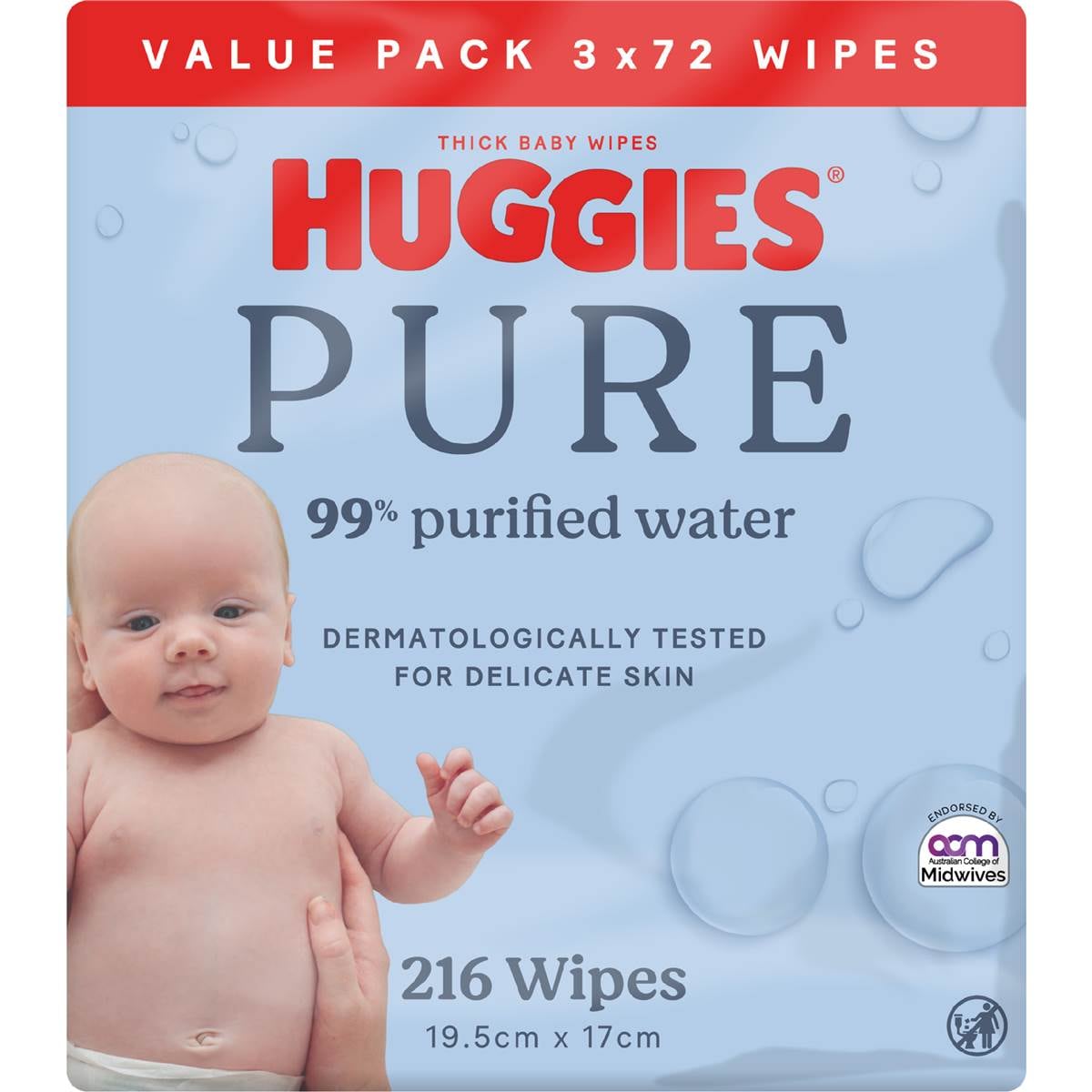 Huggies Thick Baby Wipes 99 Purified Water 216 Pack Woolworths