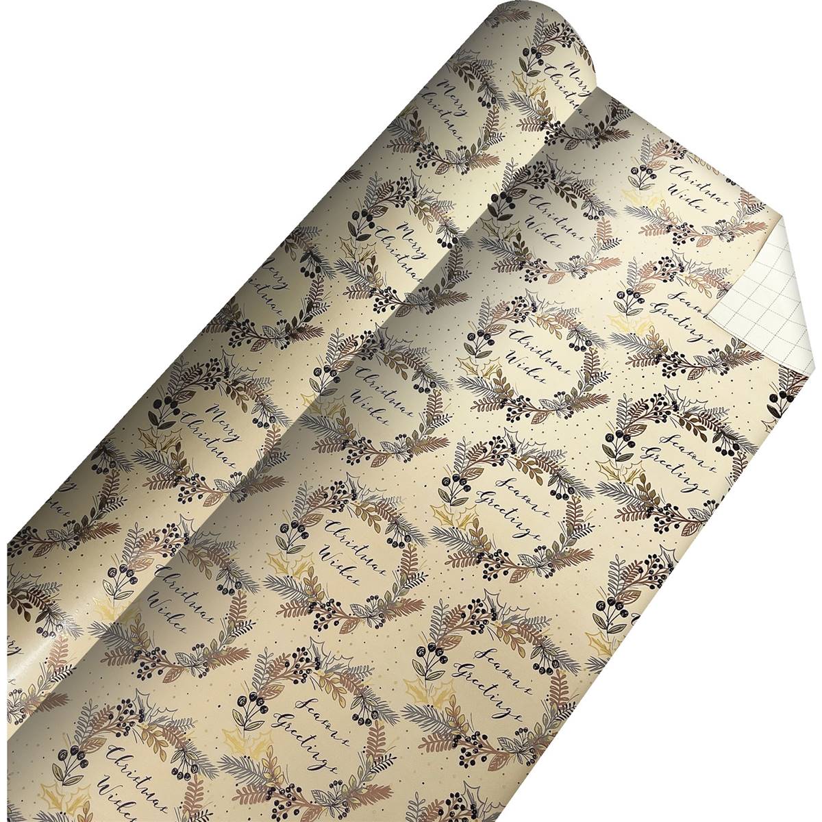 Christmas Wrapping Paper Cream Wreath 5m Each Woolworths