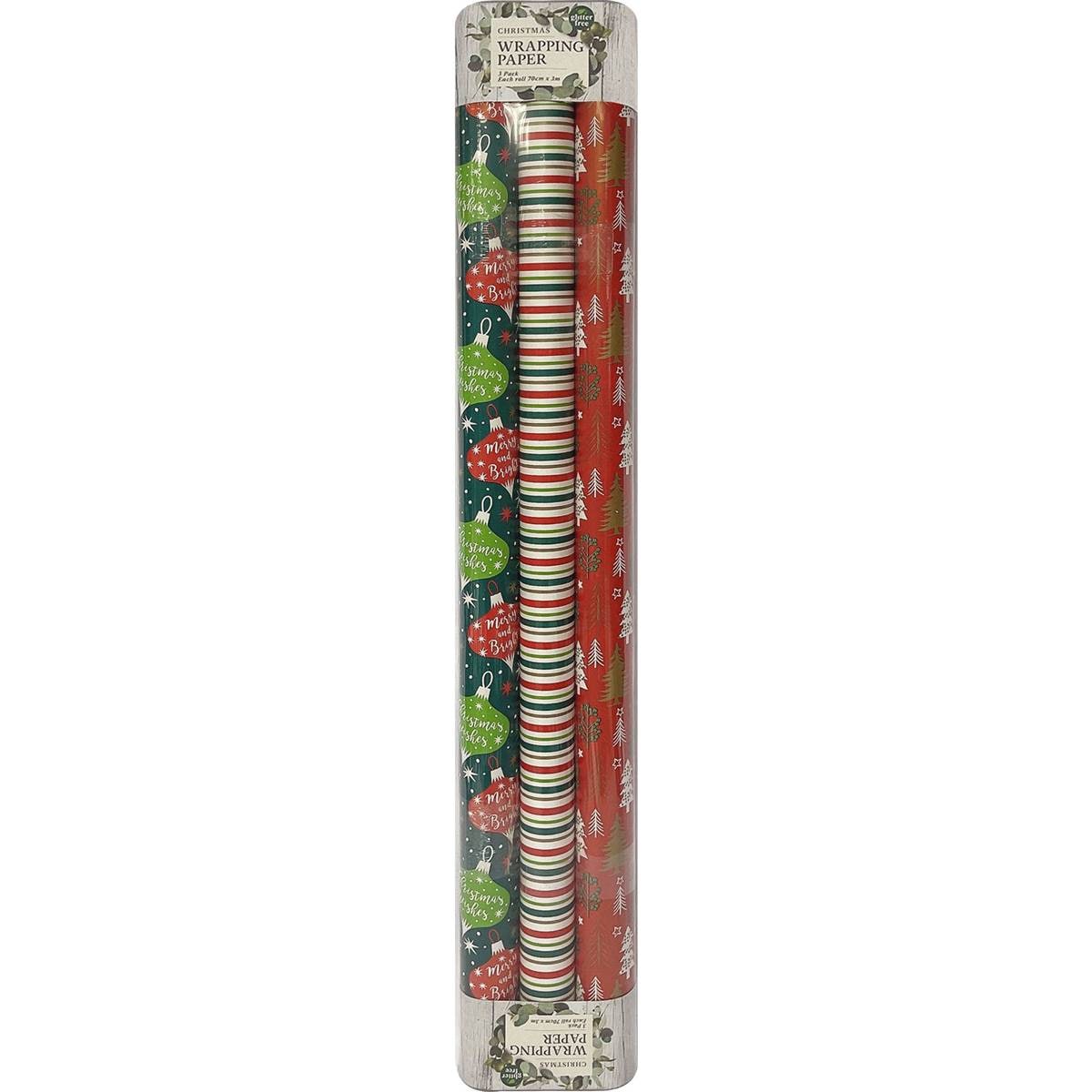 Christmas Wrapping Paper Traditional 3m 3 Pack Woolworths